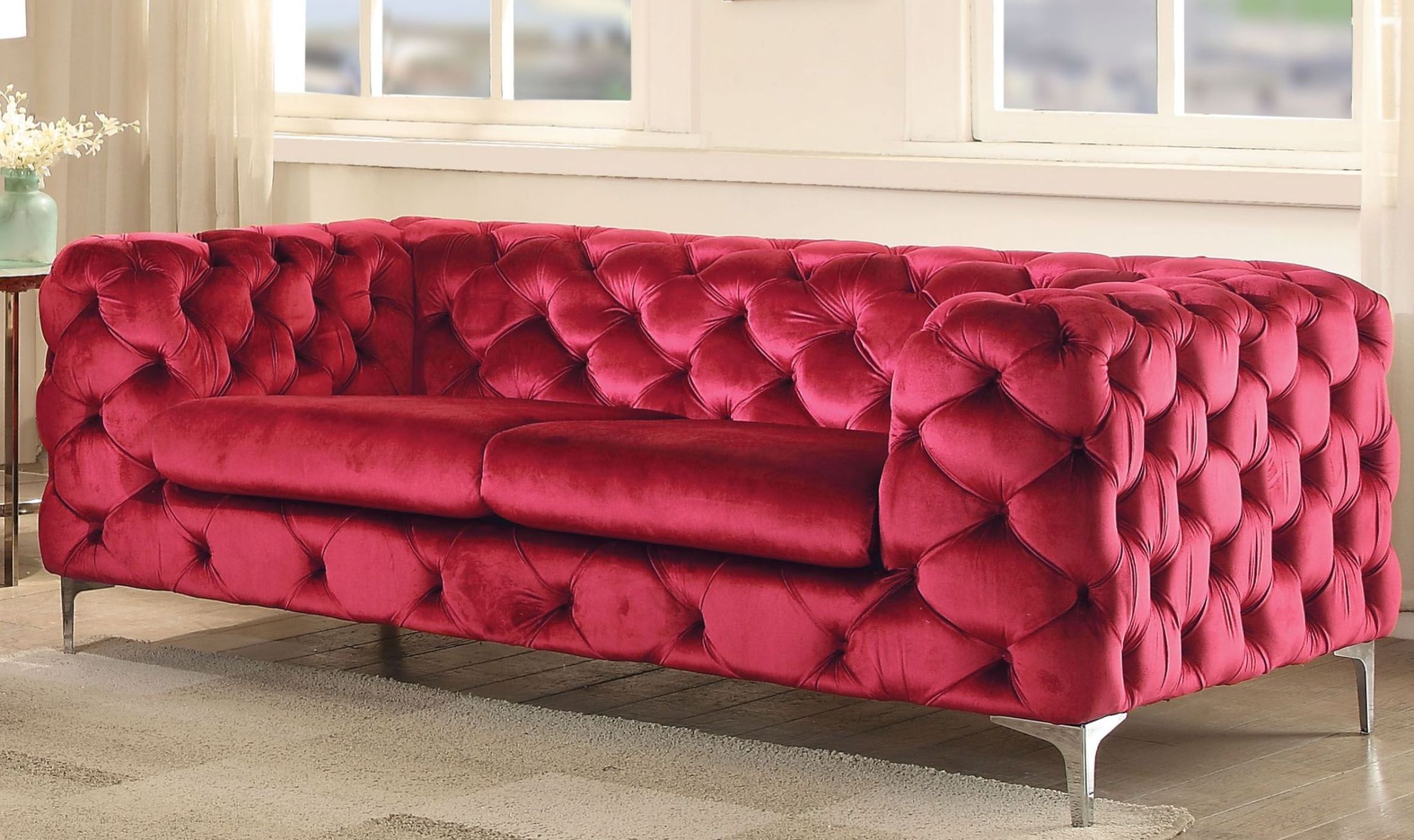 Adam Red Velvet Loveseat by ACME | 1StopBedrooms