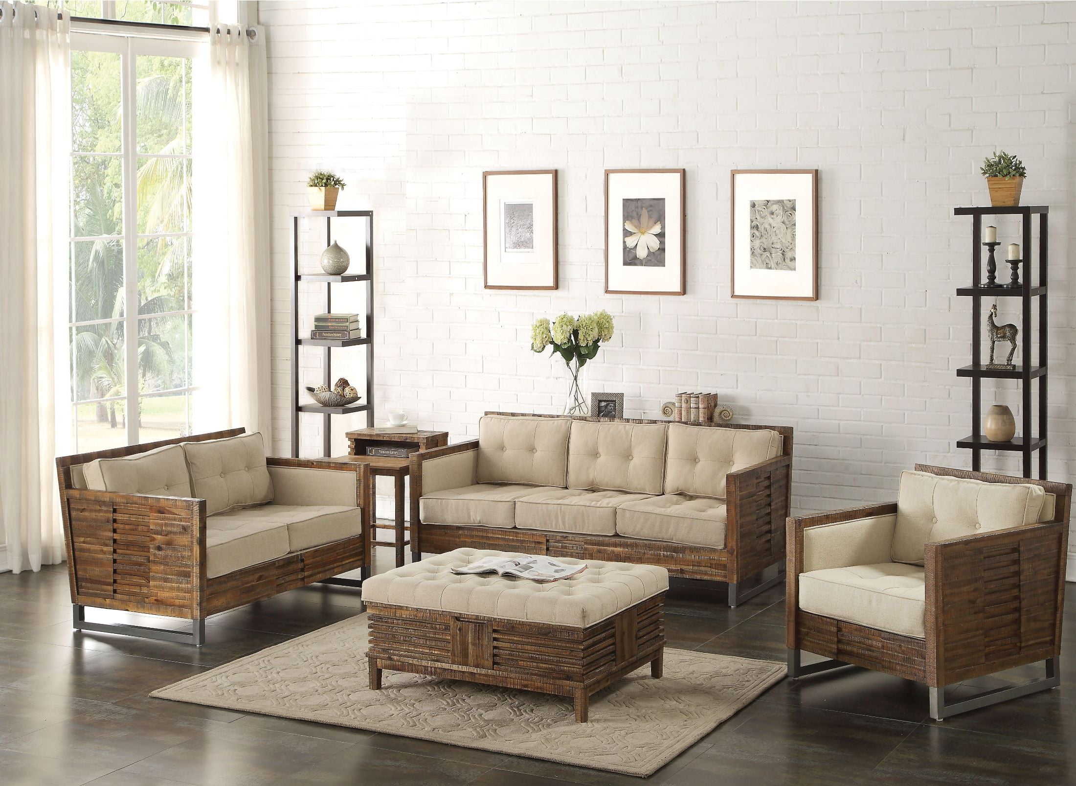 oak living room sets