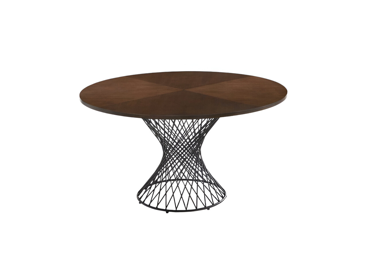 54 Inch Rounded Solid Manufactured Wood and Iron Pedestal Base Dining ...