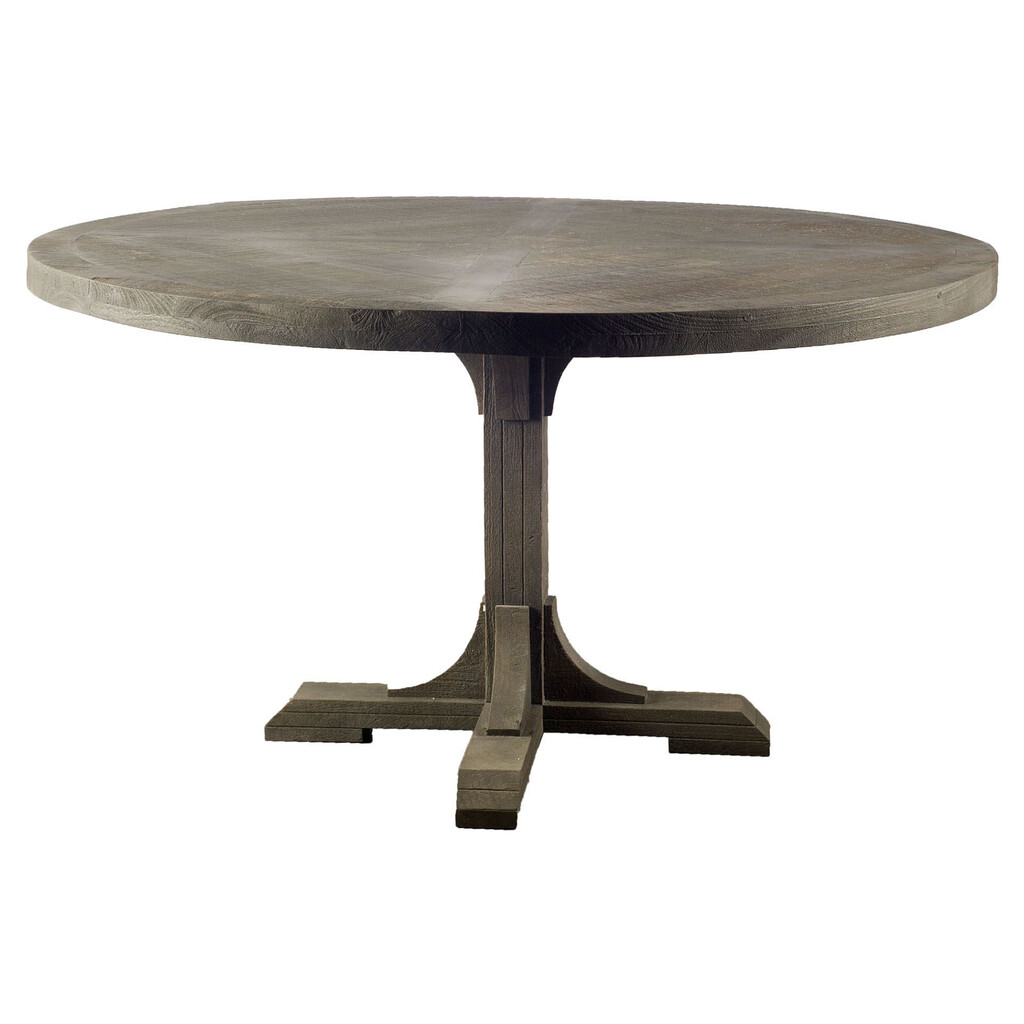 54 Inch Rounded Solid Wood Pedestal Base Dining Table In Brown by ...