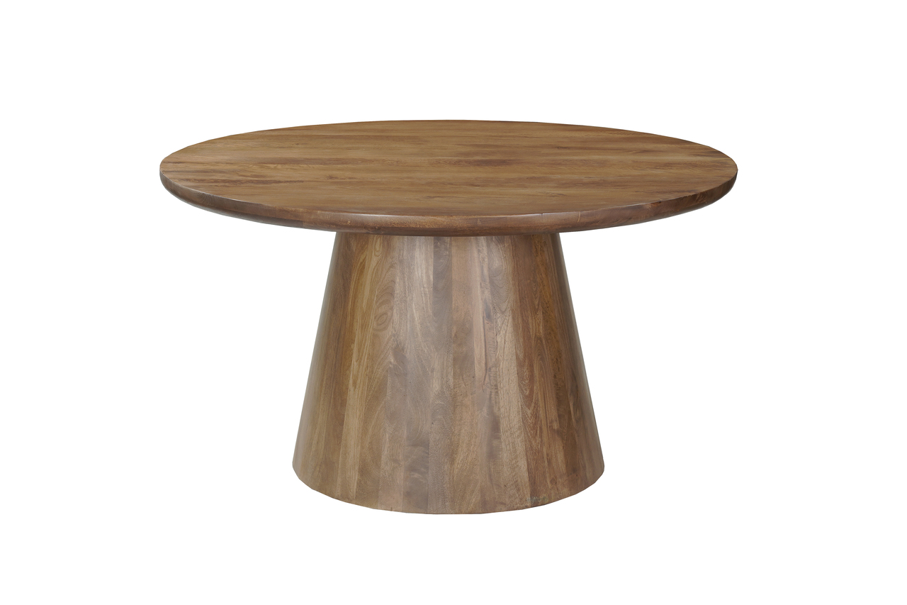 54 Inch Solid Wood Pedestal Base Round Top Dining Table In Brown by ...