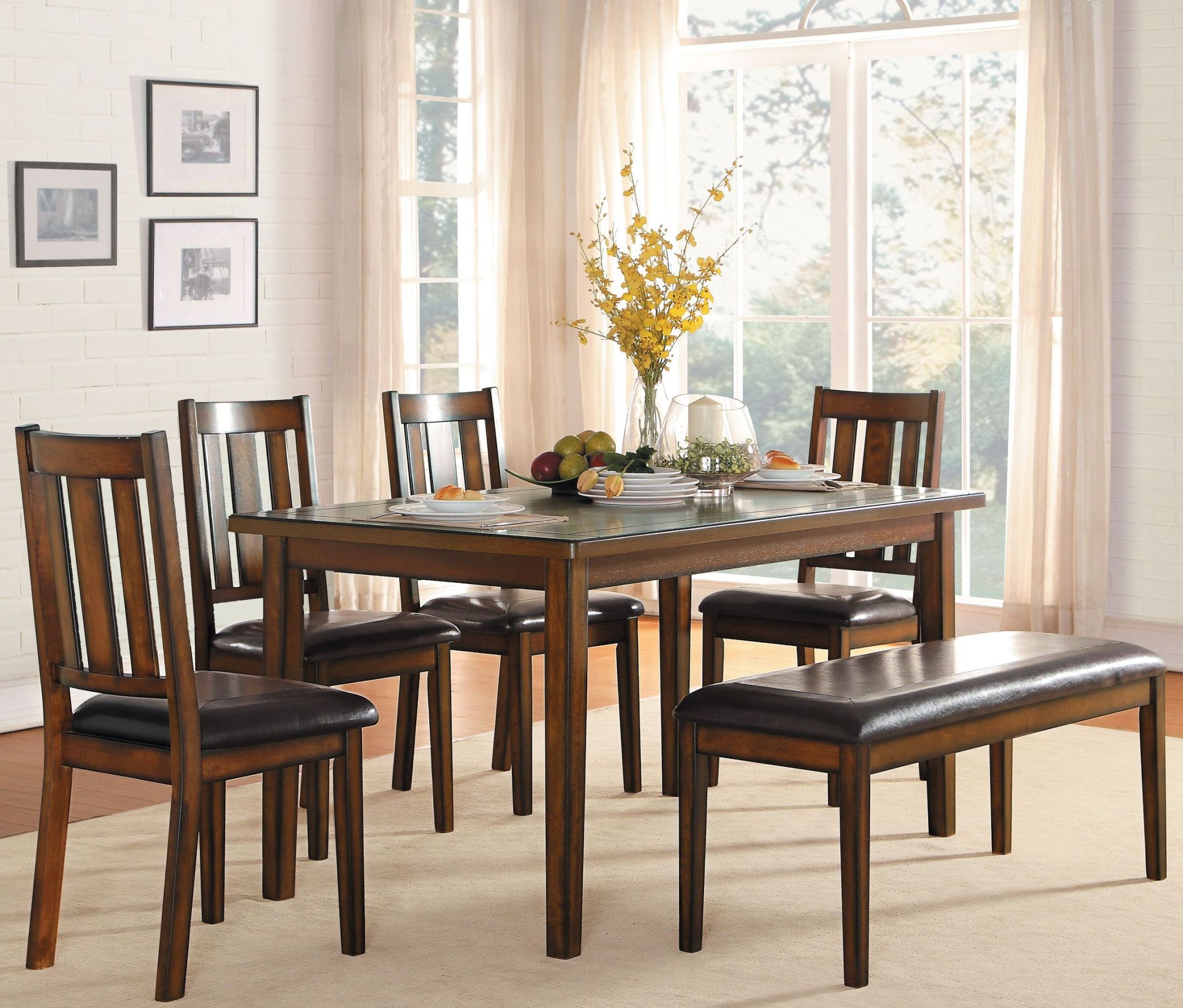 Delmar Burnished Brown 6 Piece Dining Room Set 1stopbedrooms