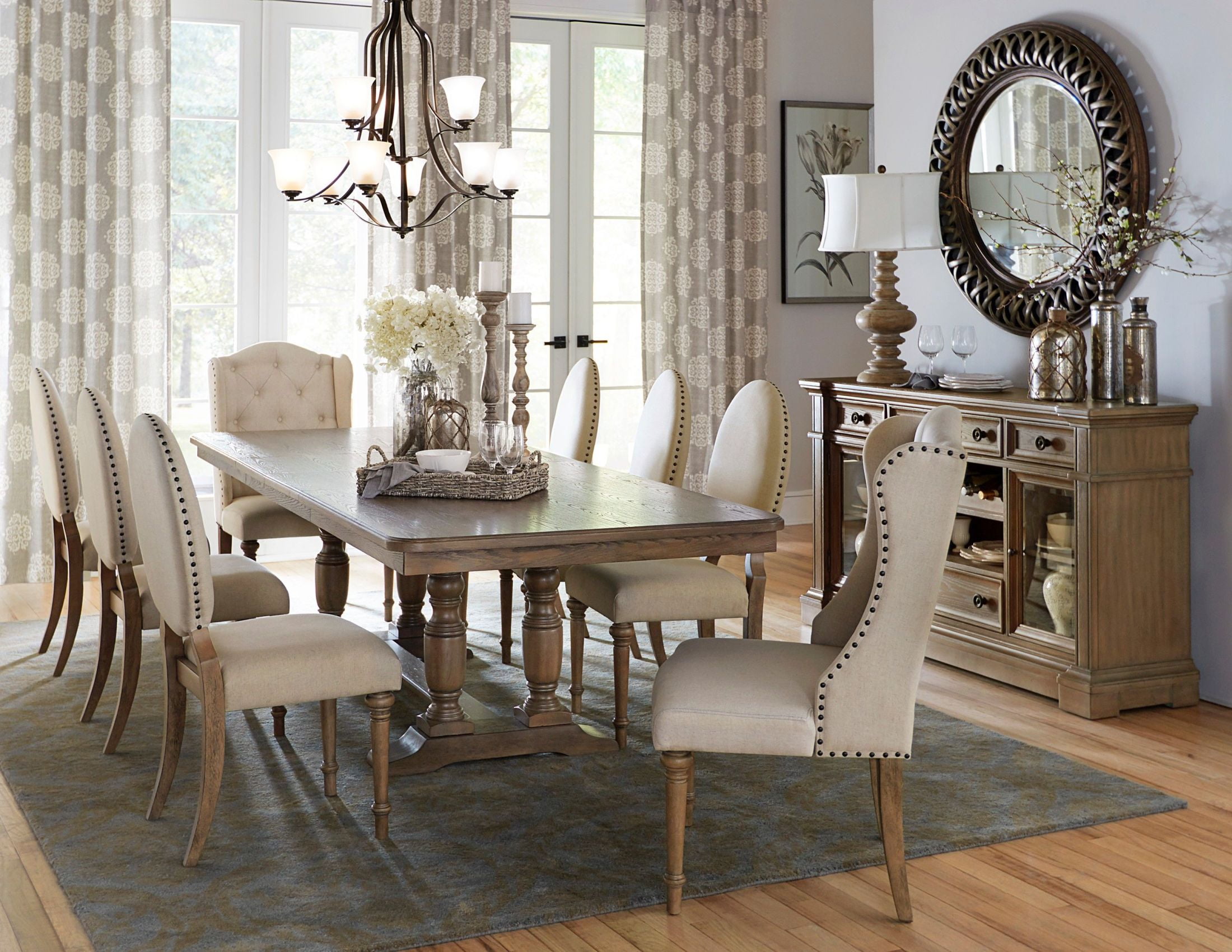 Homelegance Avignon Natural Taupe Extendable Double Trestle Dining Avignon Natural Taupe Extendable Double Trestle Dining Room Setmedia Image