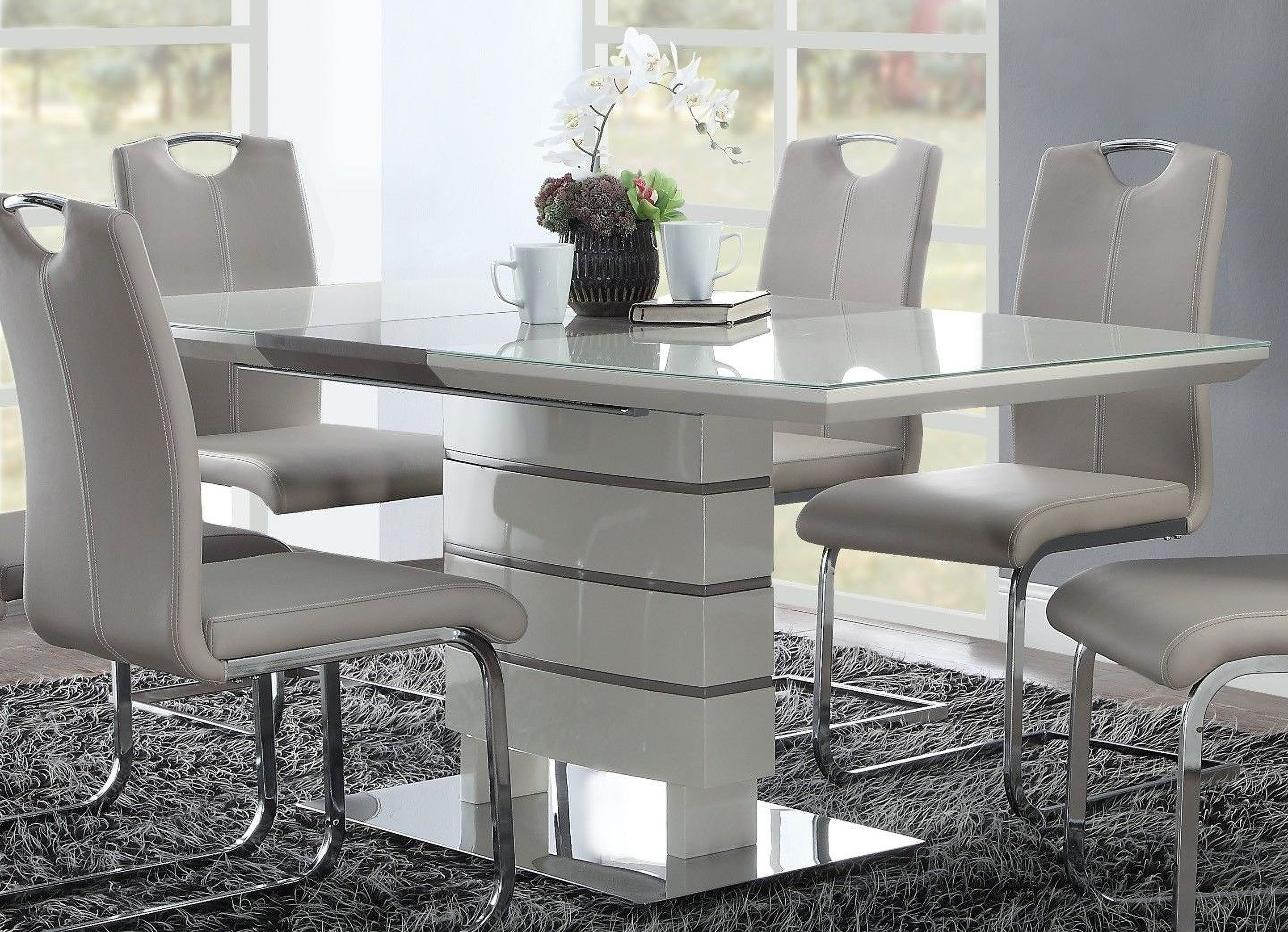 Glissand White Rectangular Dining Table by Homelegance 1StopBedrooms