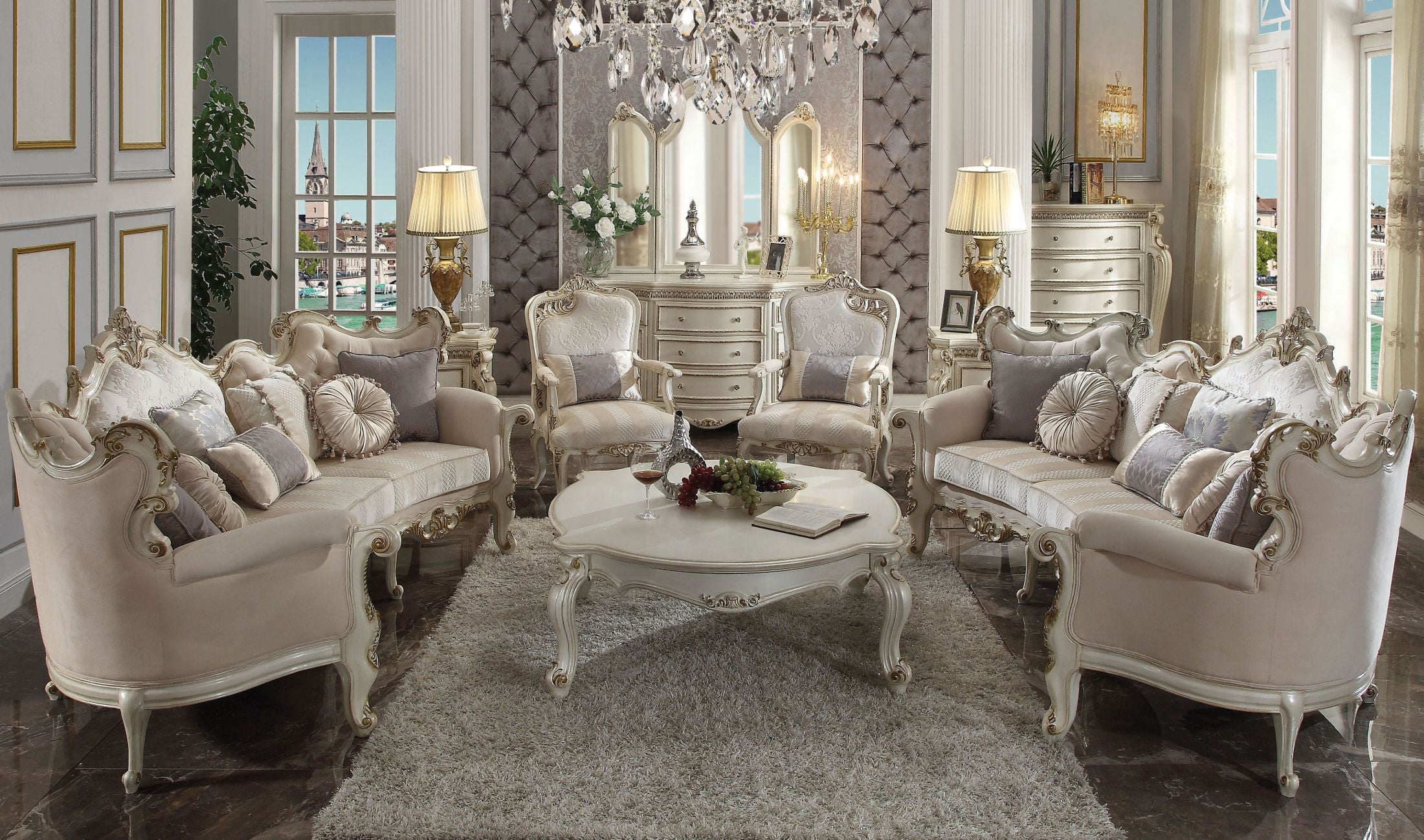 silver blue pearl living room