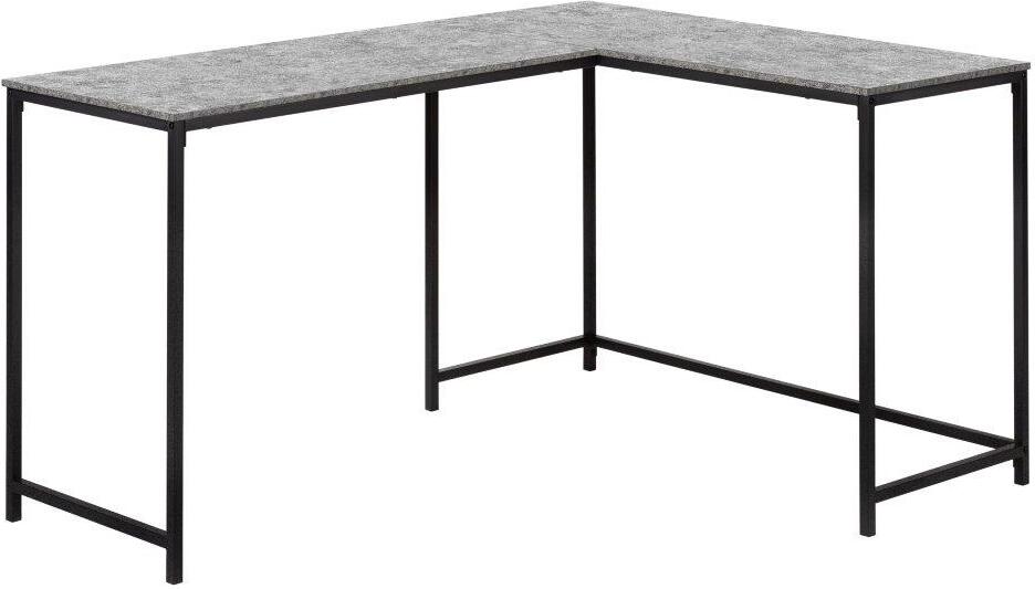 58 Inch Computer Desk In Grey Stone-Look And Black Metal Corner by ...