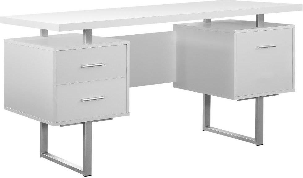 60 White Corner Desk with Storage by Monarch 