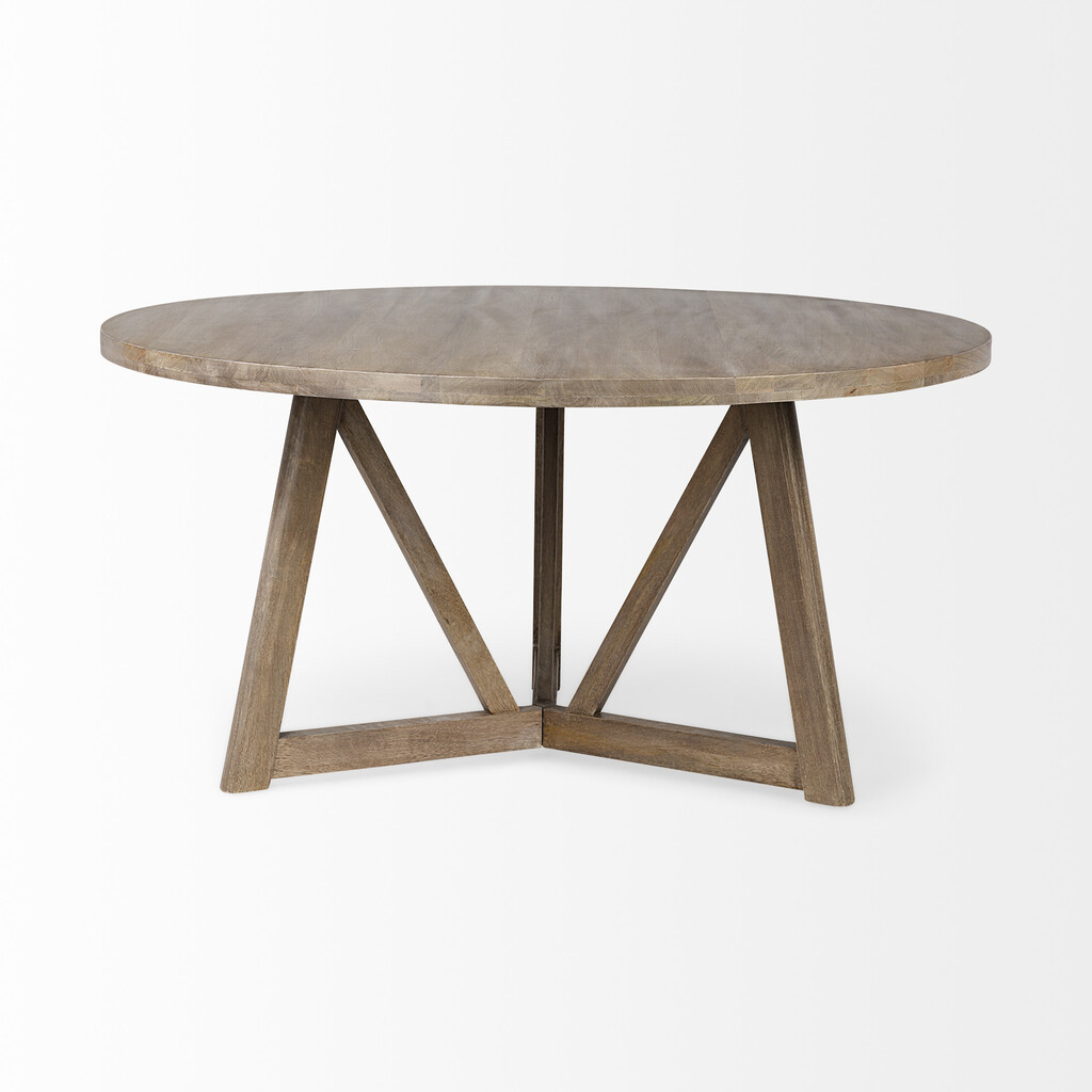 60 Inch Rounded Solid Wood Pedestal Base Dining Table In Brown by ...