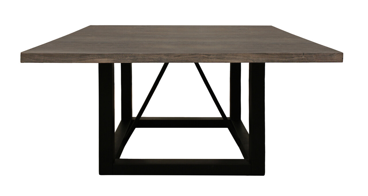 60 Inch Solid Wood and Iron Frame Base Square Dining Table In Dark ...