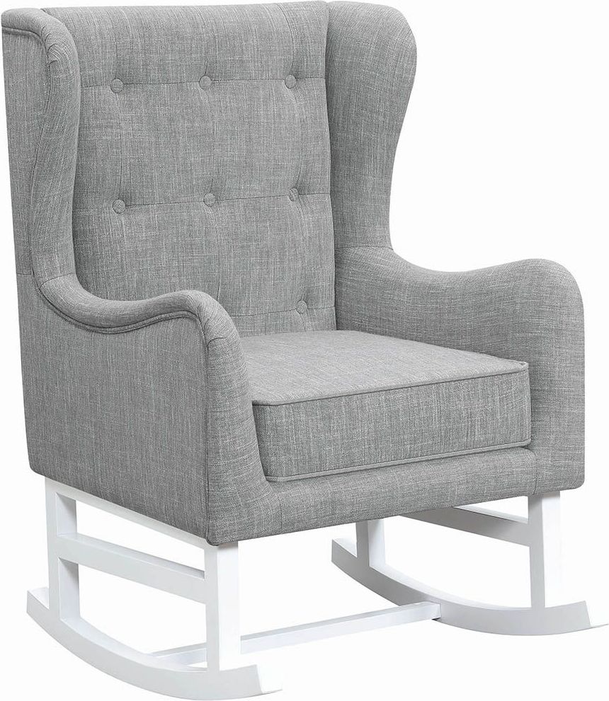 white and gray rocking chair