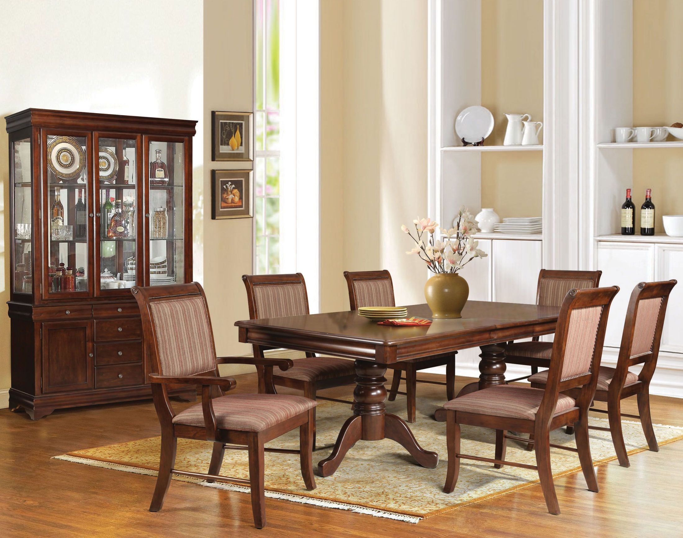 double pedestal dining room sets