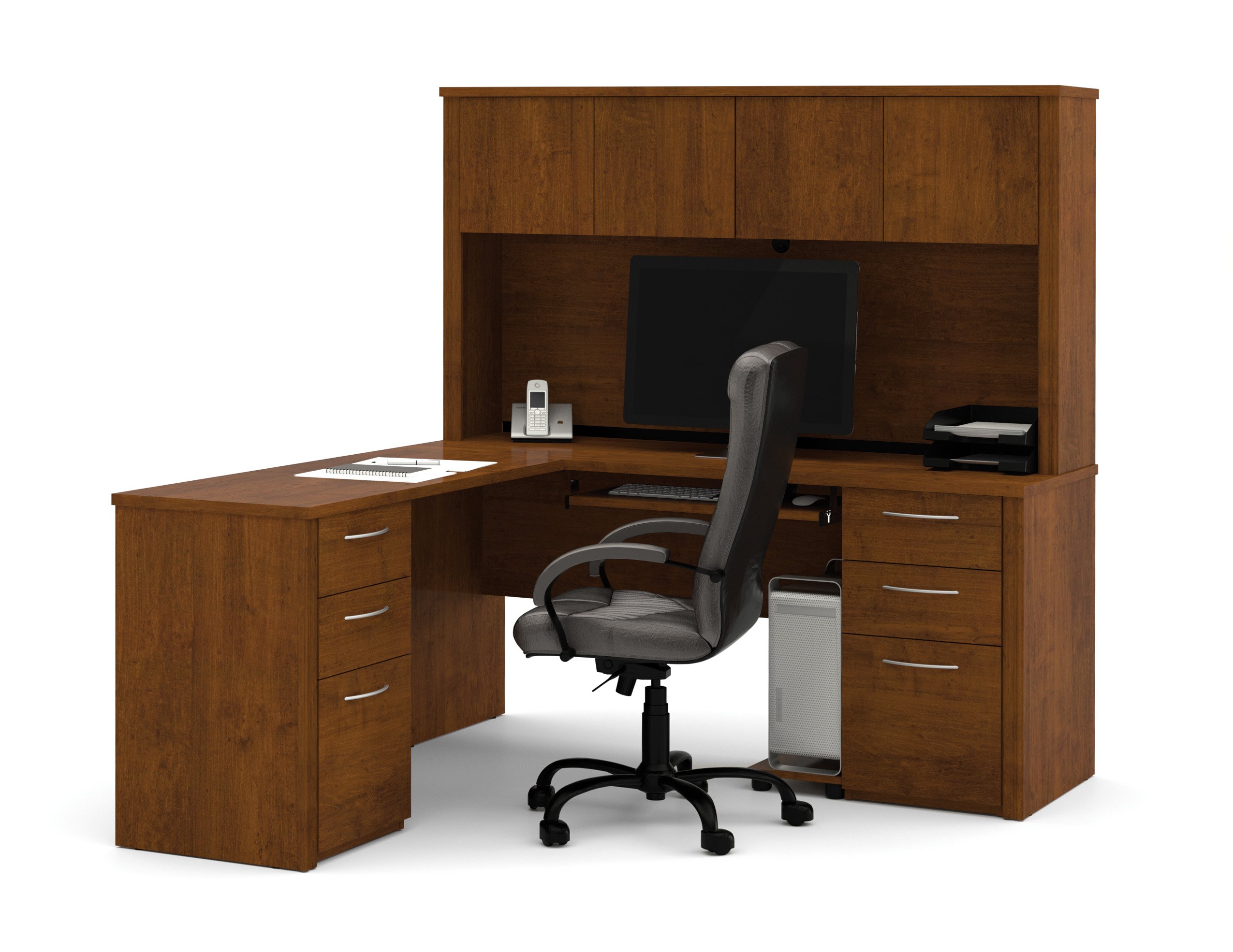 Embassy Tuscany Brown L Shaped Workstation Kit 1stopbedrooms