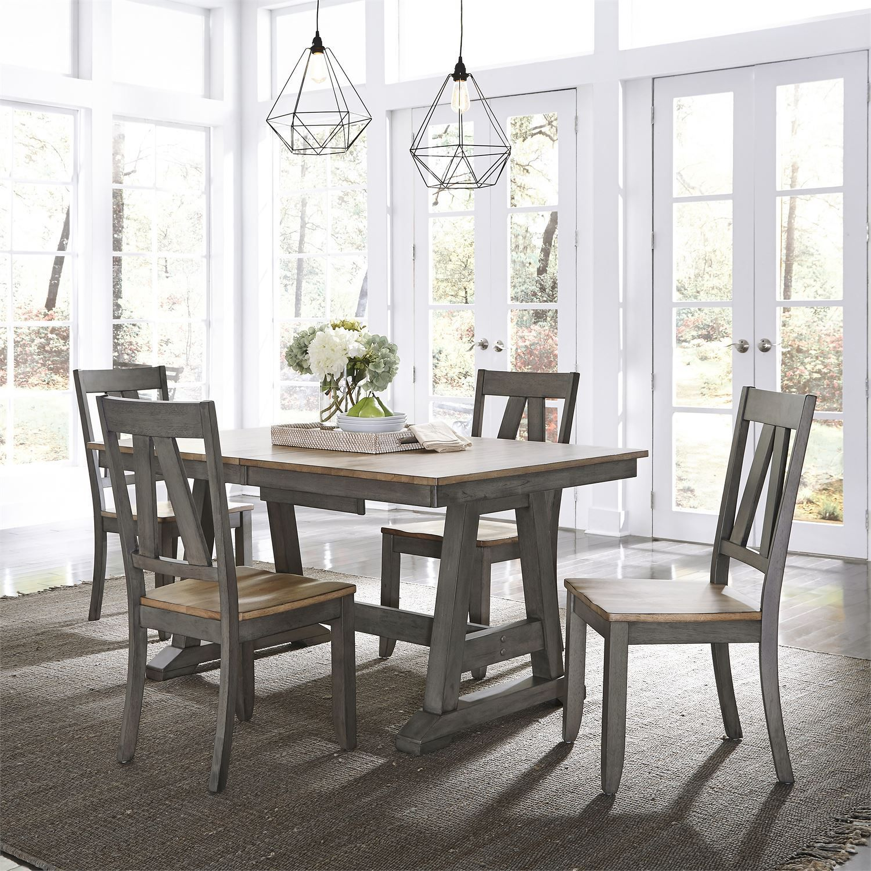 Lindsey Farm Gray and Sandstone Extendable Dining Room Set by Liberty