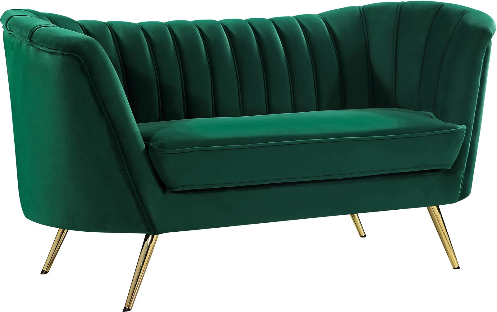 Margo Velvet Loveseat In Green by Meridian 1StopBedrooms