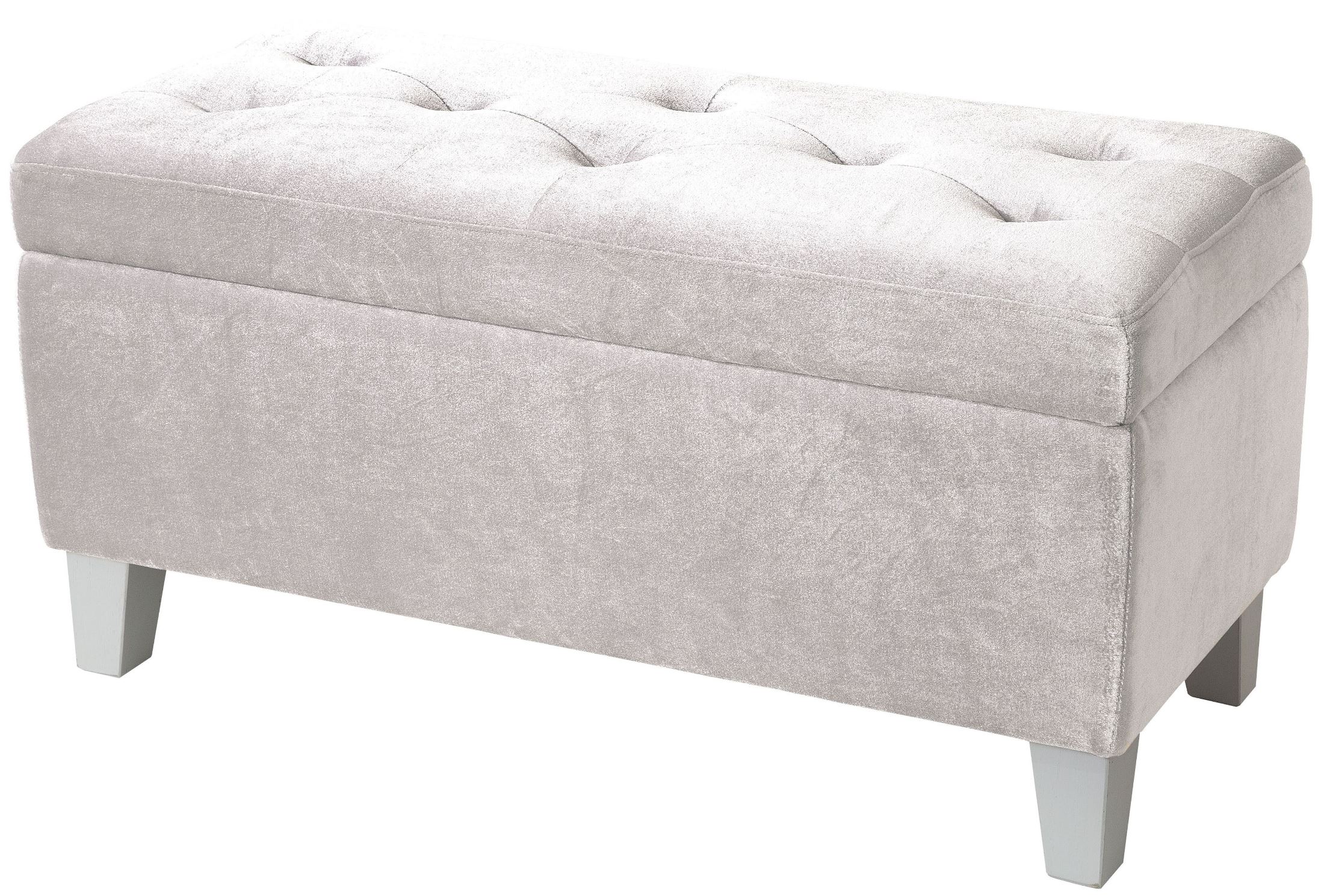 Young Parisian White Velvet Storage Bench 1StopBedrooms