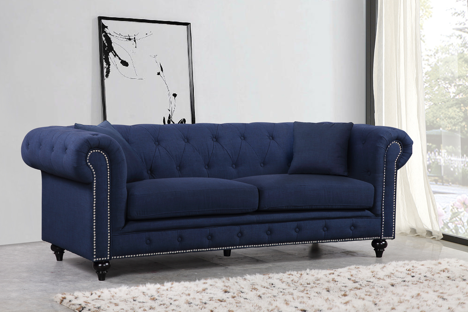 navy chesterfield sofa bed
