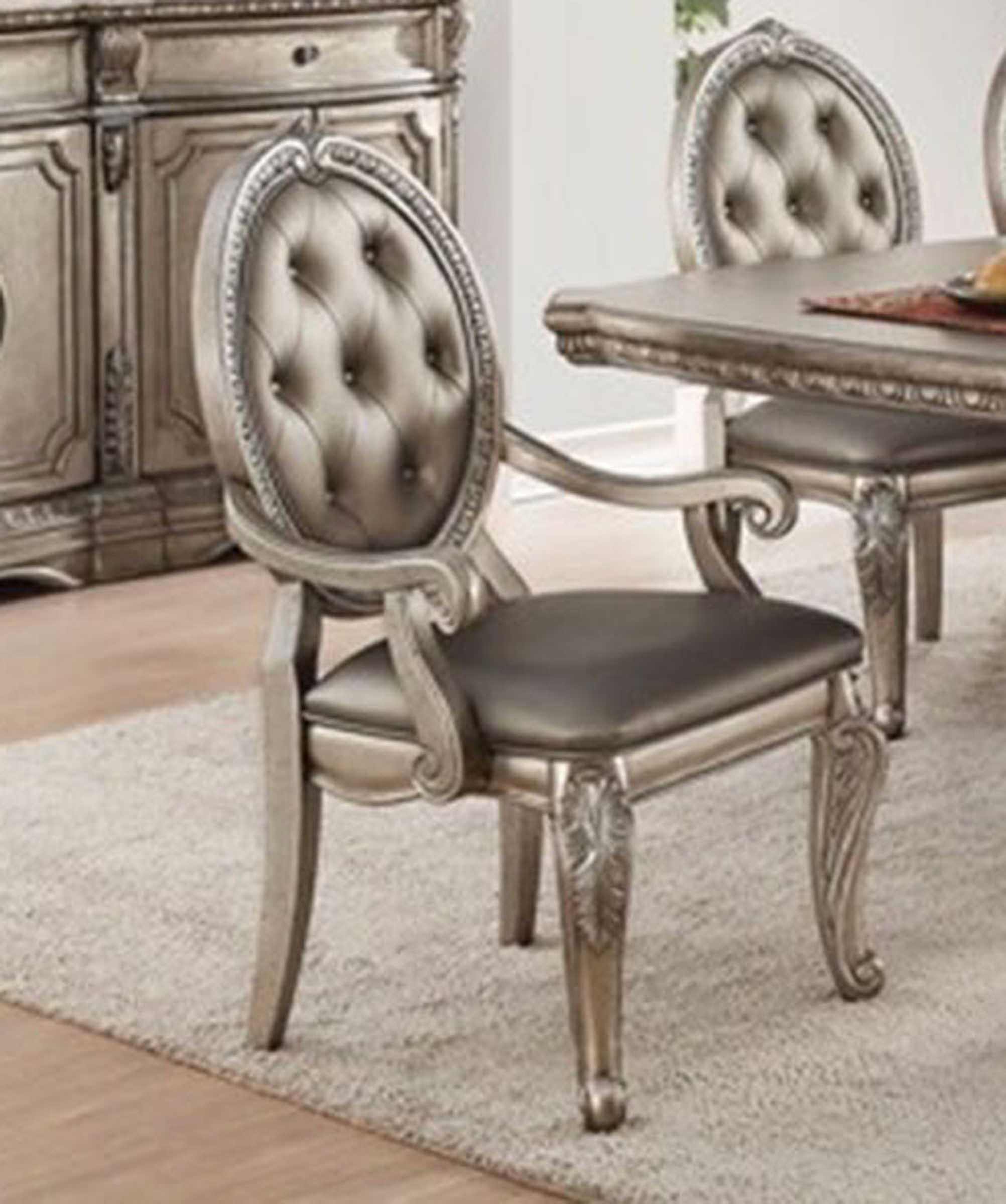 Acme furniture northville arm chair in Antique Silver set of 2