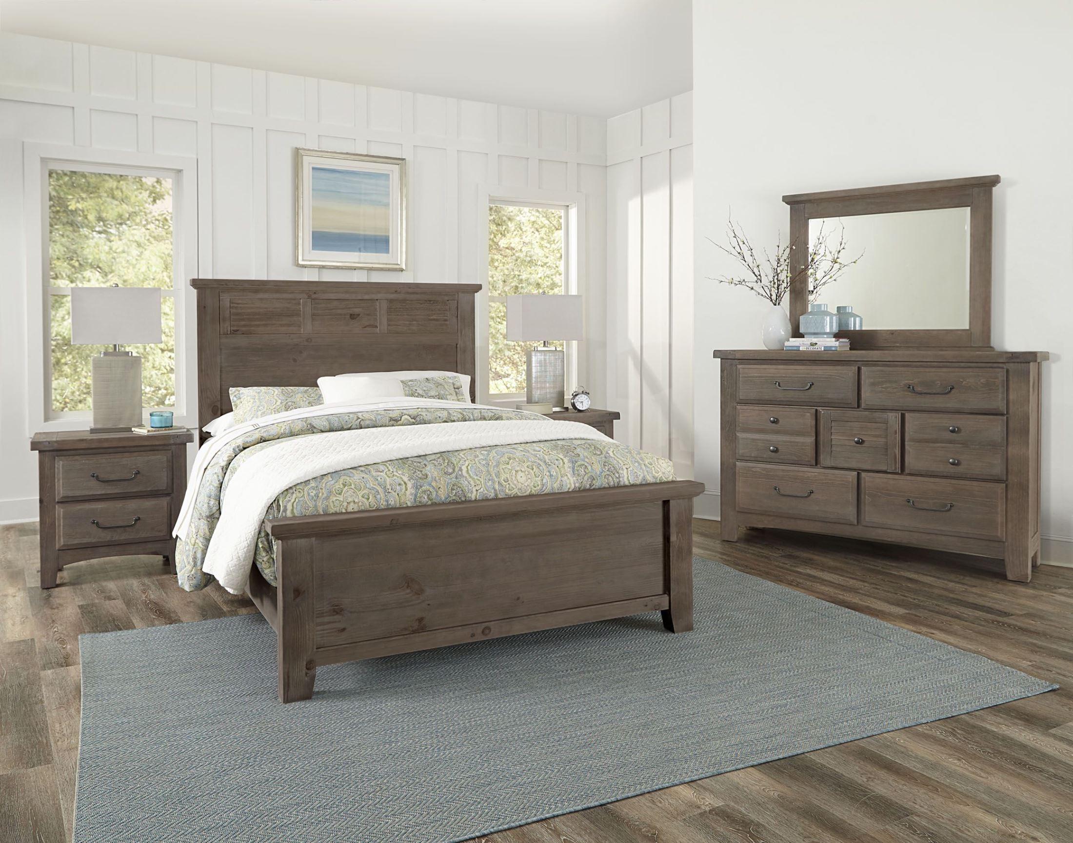 Sawmill Saddle Grey Louver Bedroom Set by Vaughan Bassett 1StopBedrooms