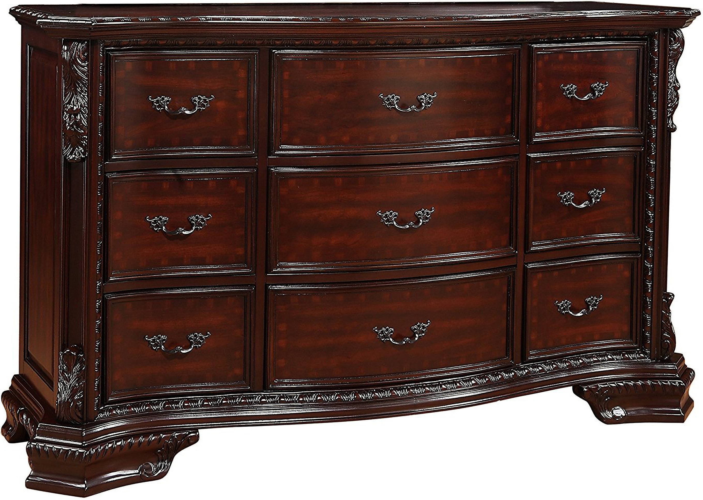 Crown Mark Furniture Sheffield Drawer Dresser in Dark Cherry