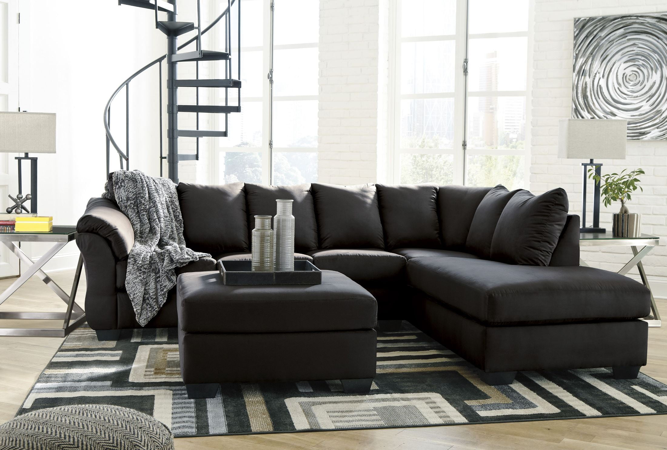 Signature Design by Ashley Darcy Black RAF Sectional - Darcy Collection ...