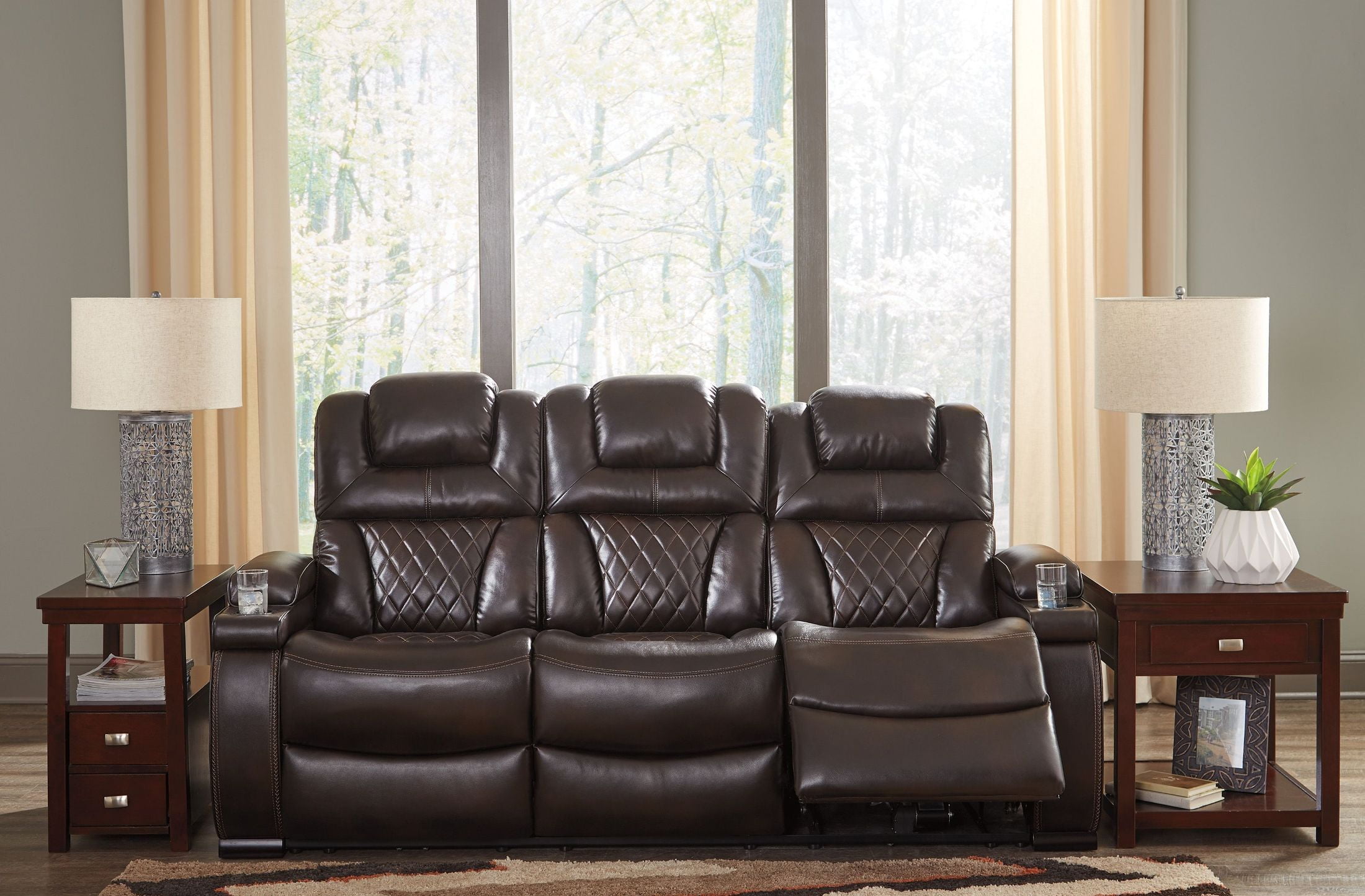 Signature Design by Ashley Warnerton Chocolate Power Reclining Sofa ...