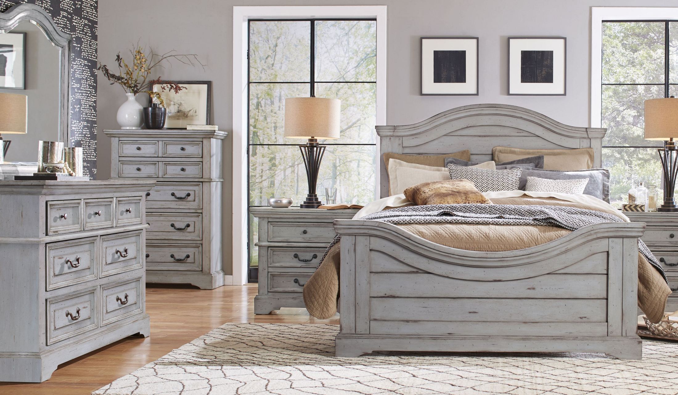 Stonebrook Antique Gray Panel Bedroom Set