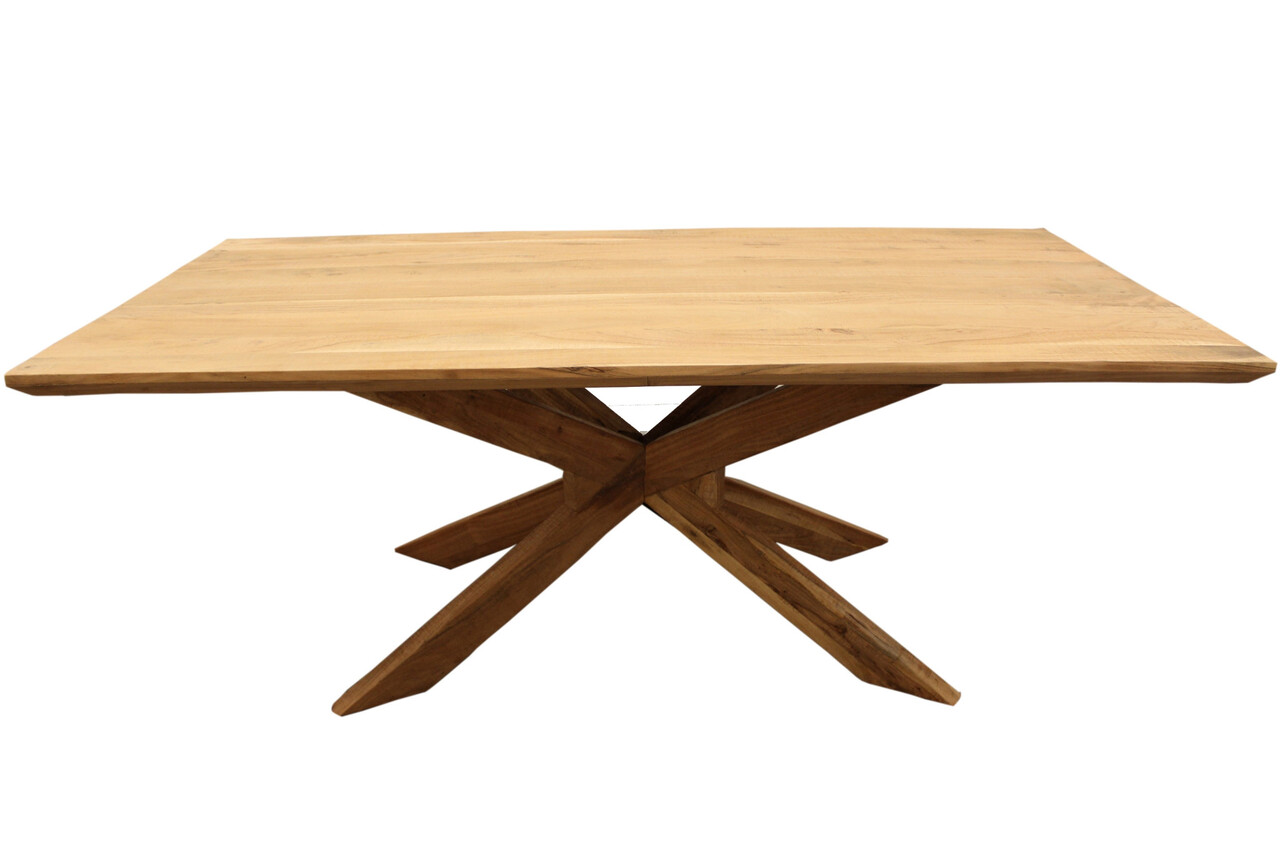 79 Inch Solid Wood Pedestal Base Dining Table In Natural by Homeroots ...