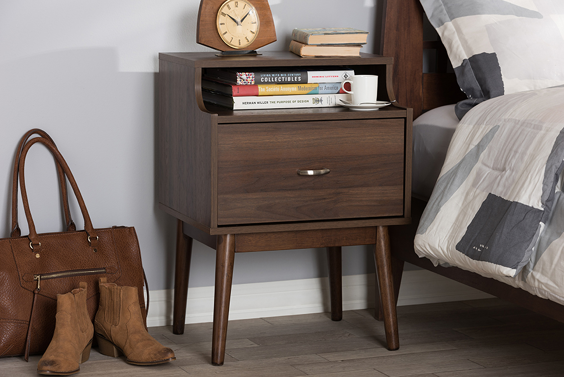 Baxton Studio Disa Mid Century Modern Walnut Brown Finished