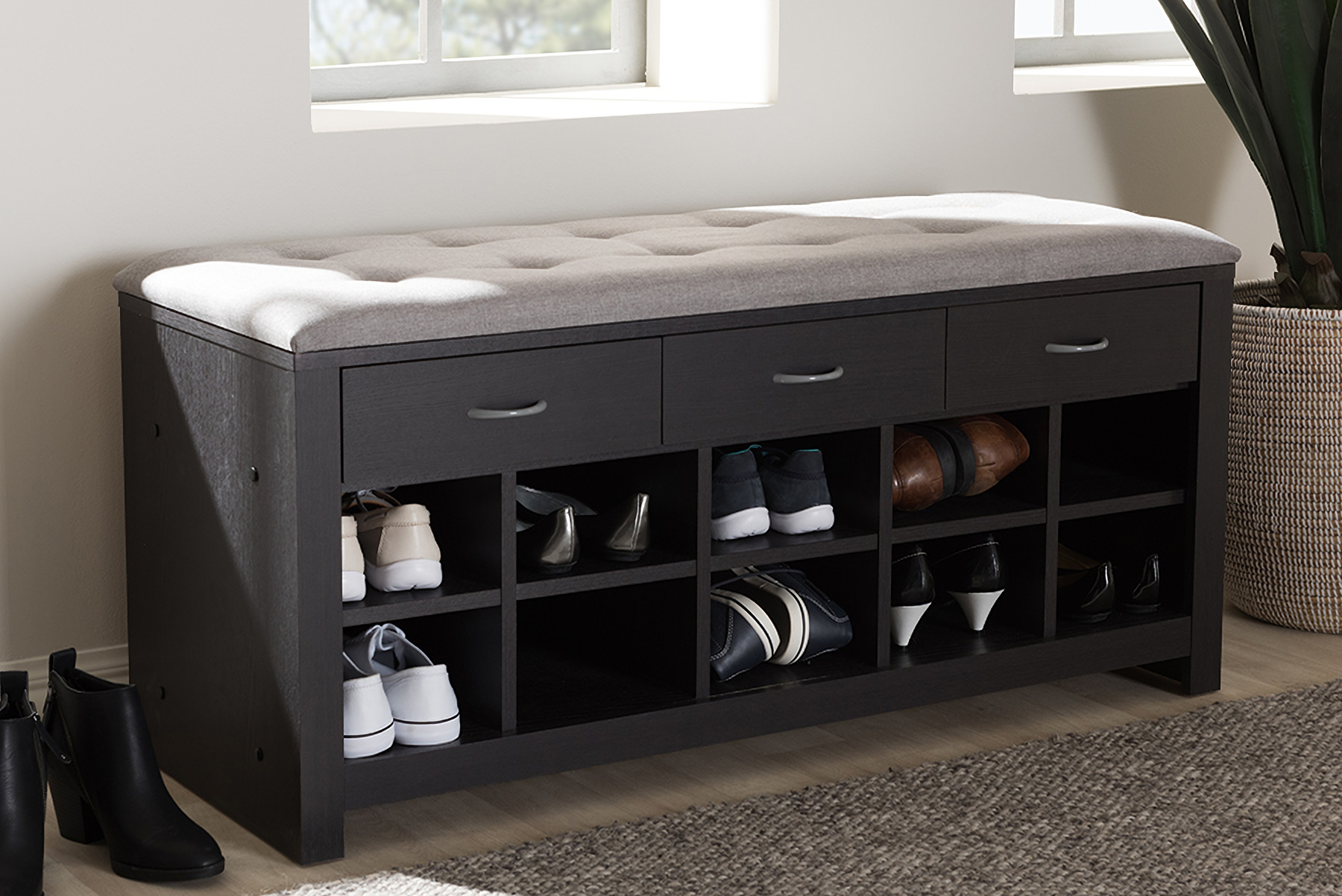 Baxton Studio Modern And Contemporary Espresso Finished Grey