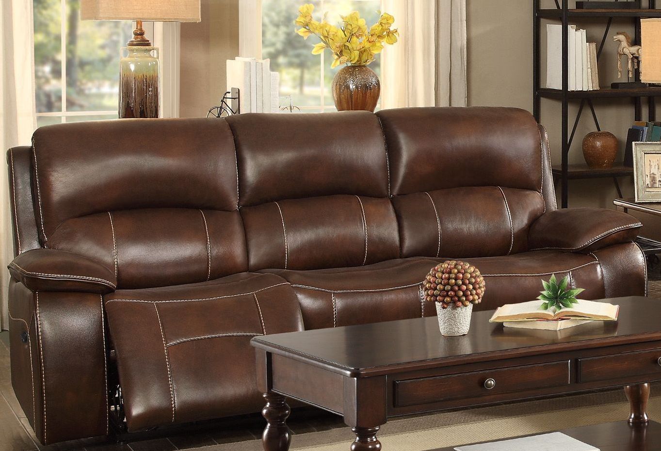 Homelegance Faux Leather Double Reclining Sofa Brown Latest Sofa Pictures