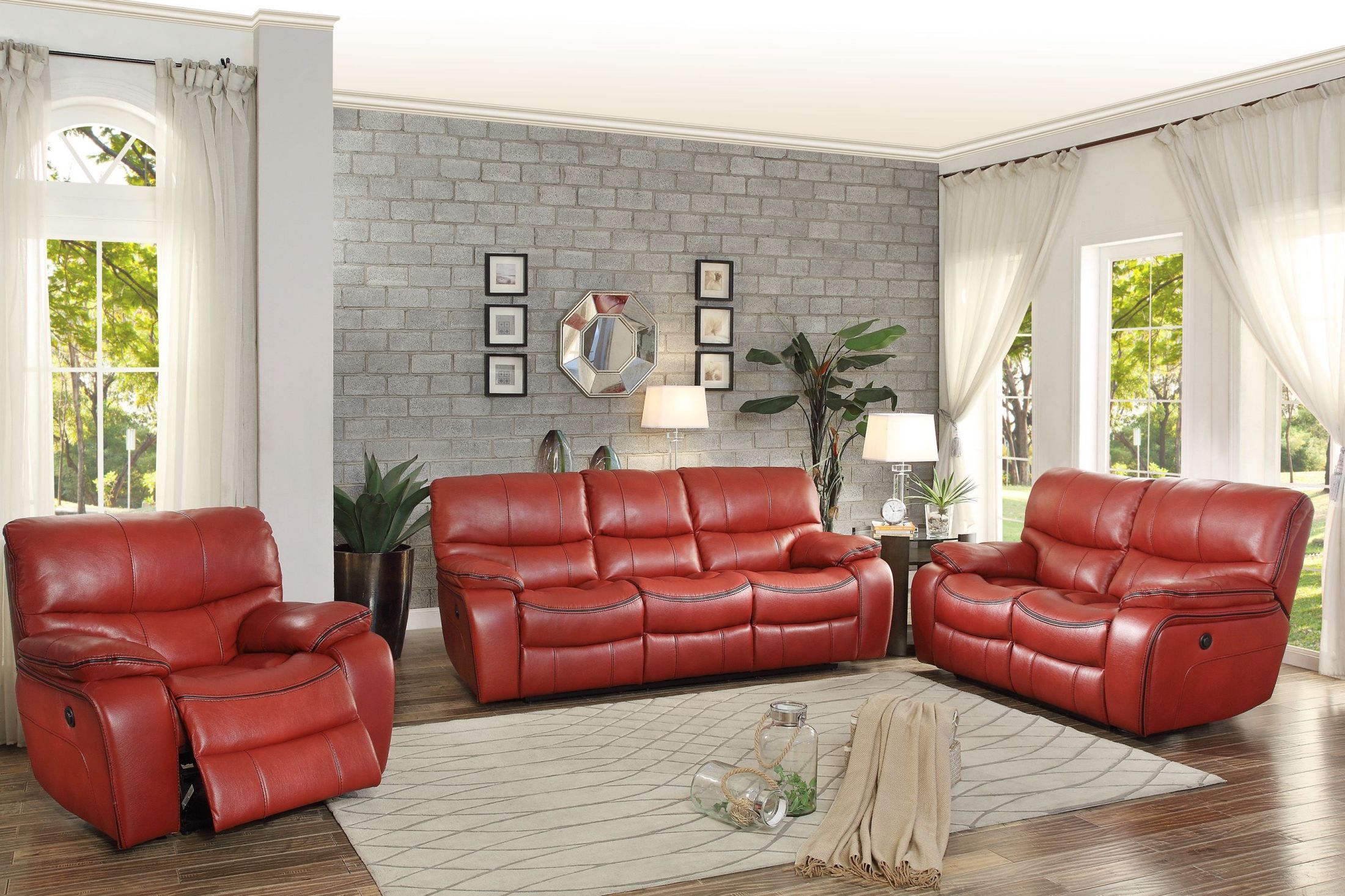 Pecos Red Power Double Reclining Living Room Set 1StopBedrooms