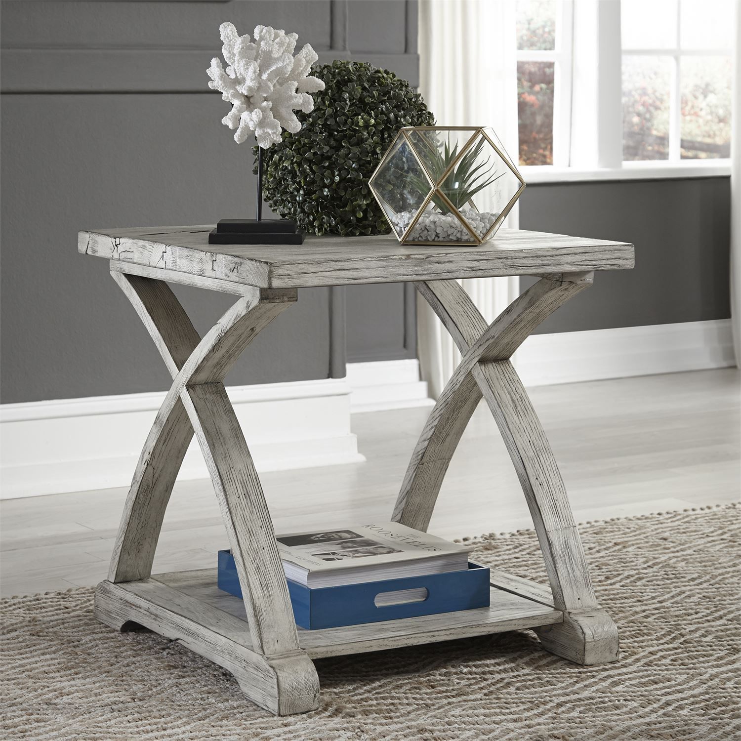 Twin Oaks Rustic White End Table 1StopBedrooms   877 Ot1020 