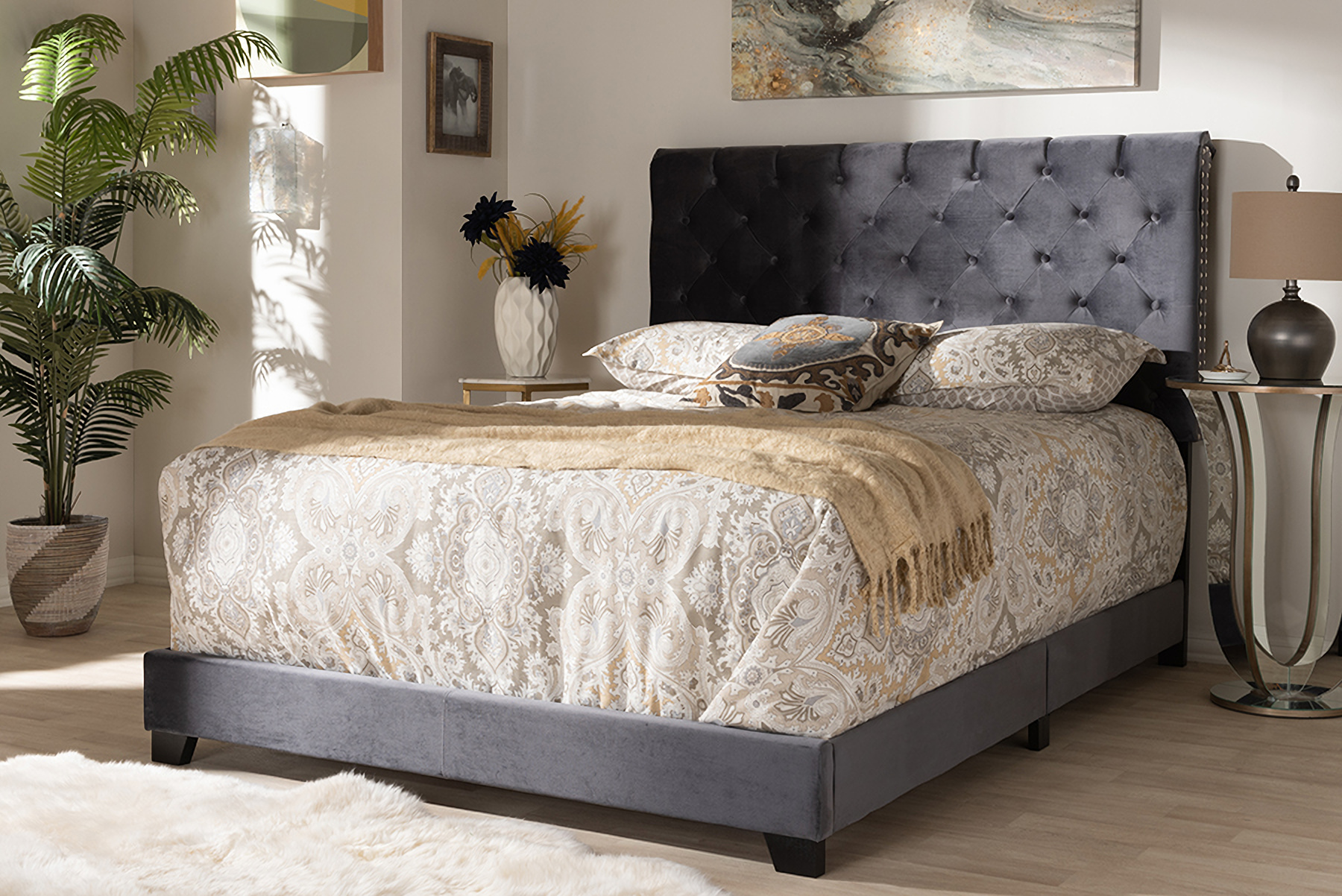 Baxton Studio Candace Luxe And Glamour Dark Grey Velvet