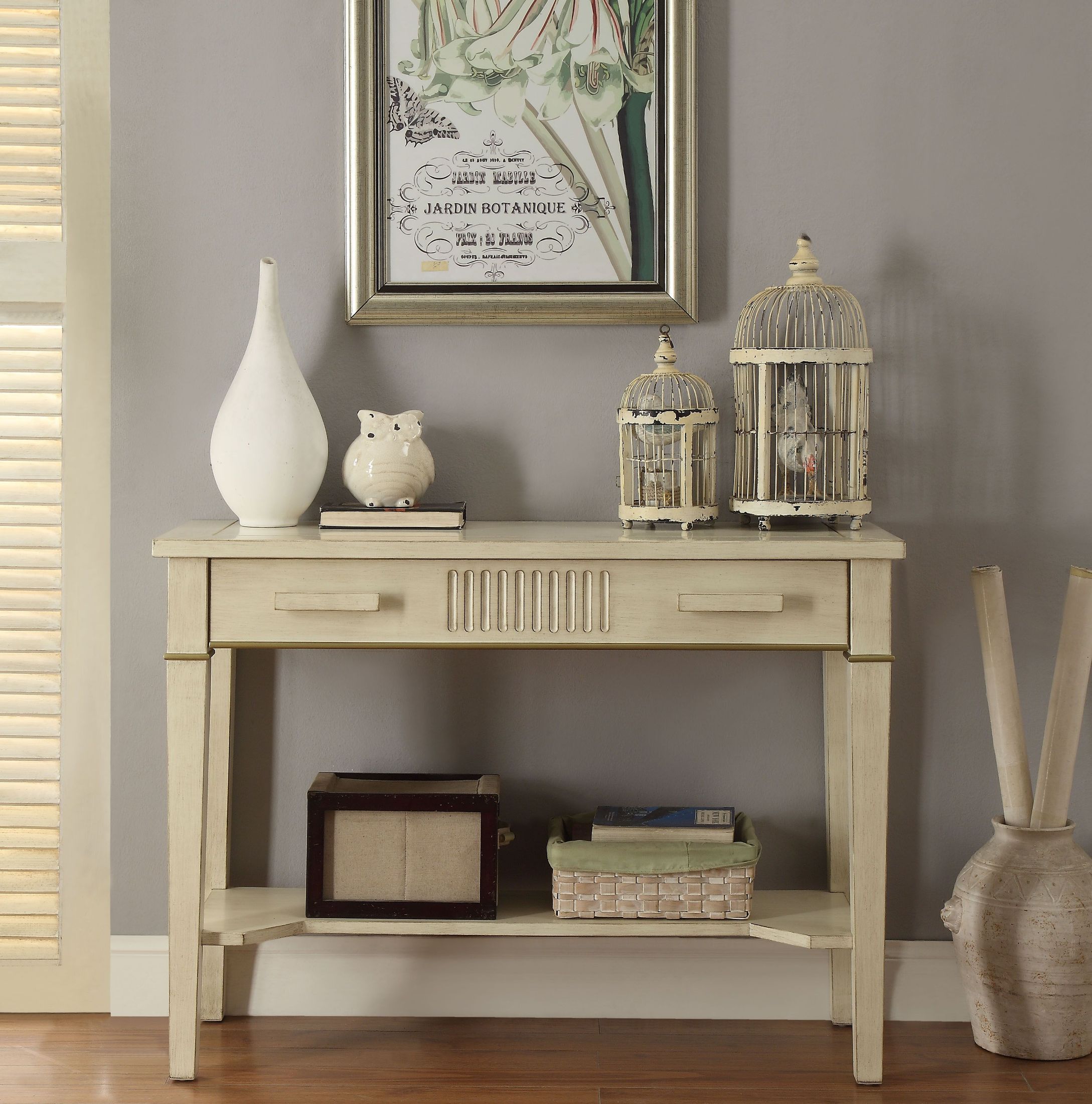 Siskou Antique White Console Table 1stopbedrooms