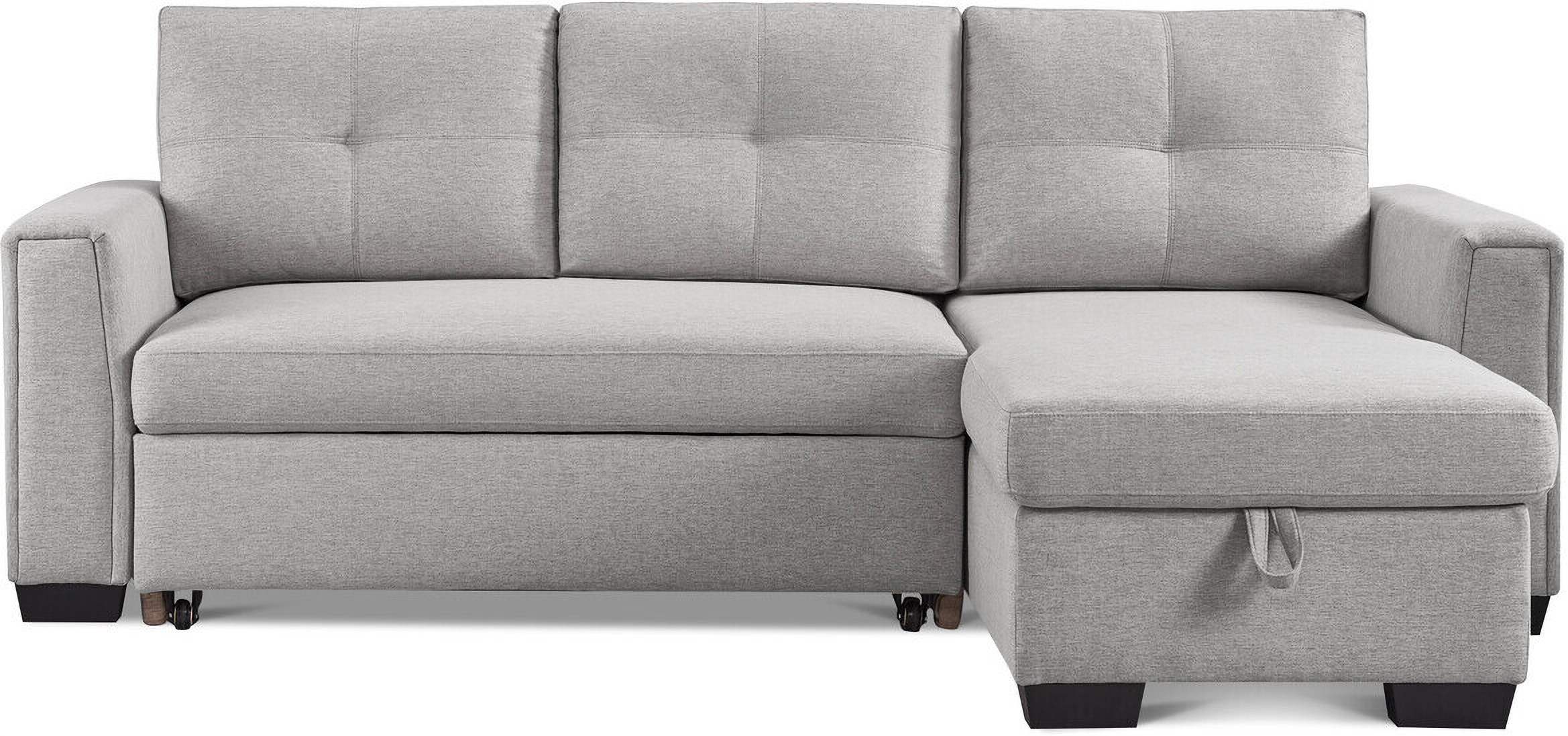 92 Inch Polyester Blend Convertible Futon Sleeper Sofa with Black Legs ...