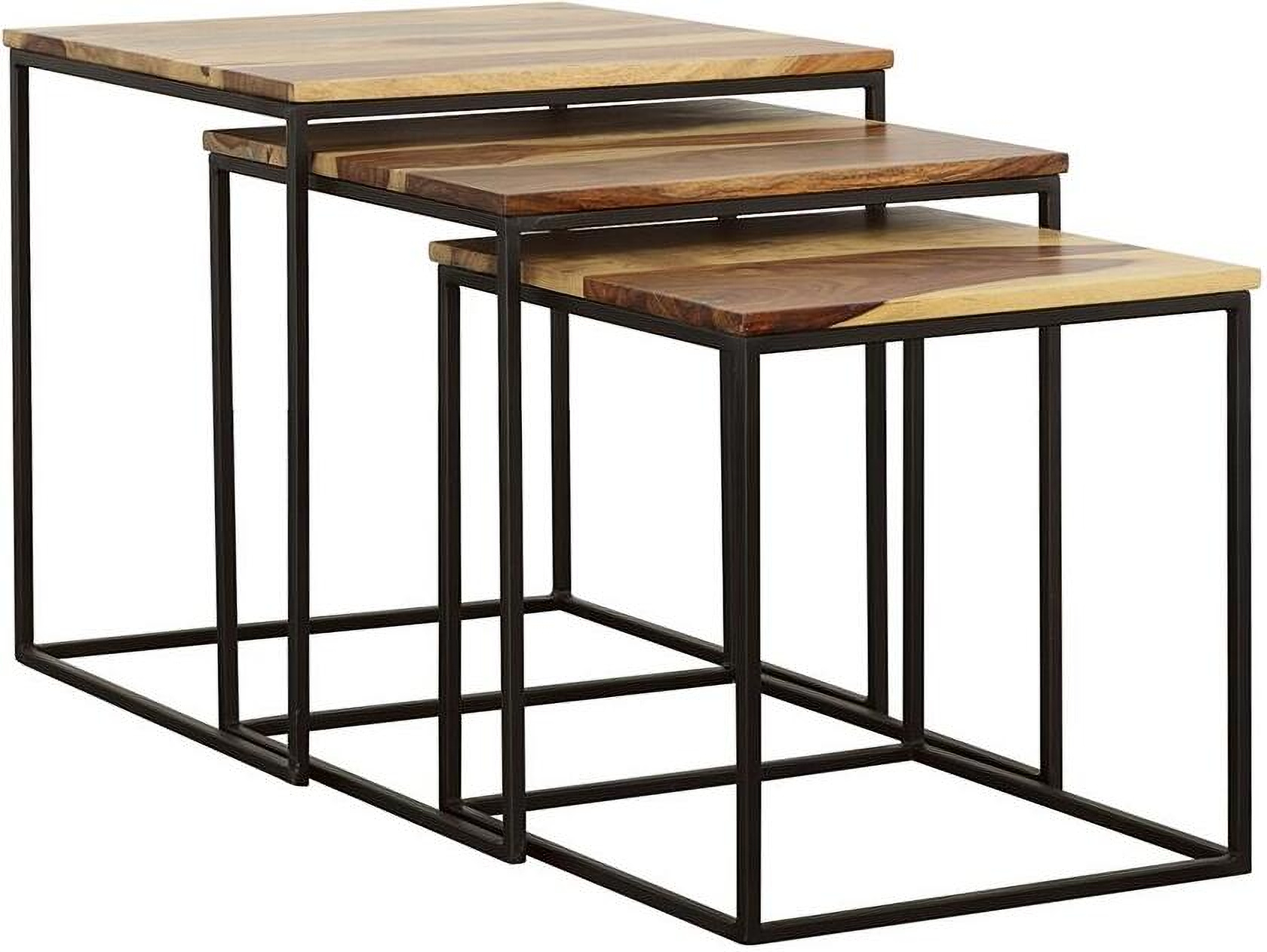 Belcourt 3-piece Square Nesting Tables Natural and Black | Coaster Belcourt 3-piece Square Nesting Tables Natural and Black | Coaster