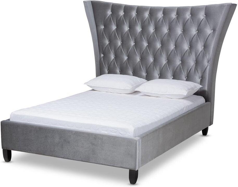 Baxton Studio Viola Glam And Luxe Grey, Tall Leather Headboard