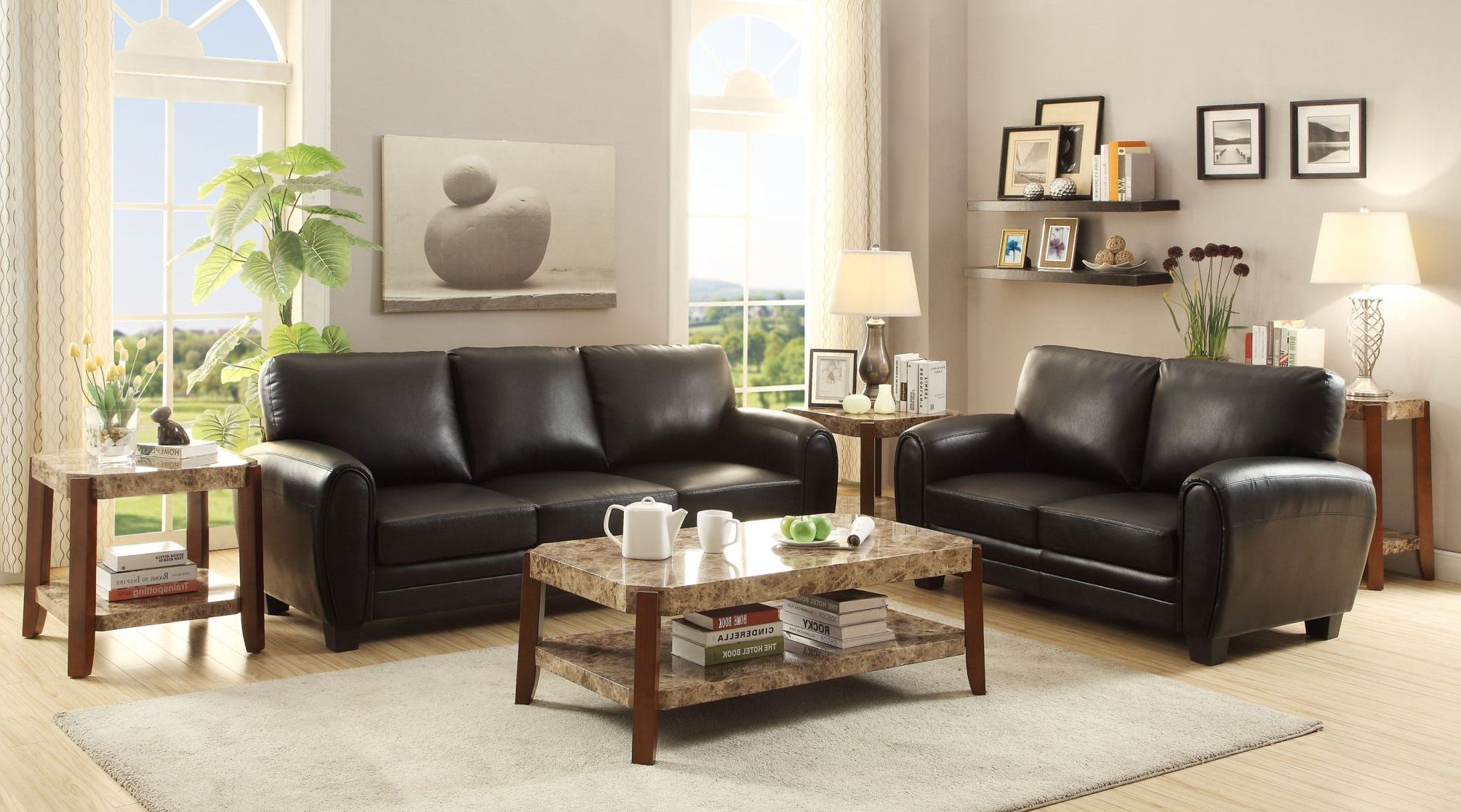 Rubin Dark Brown Living Room Set