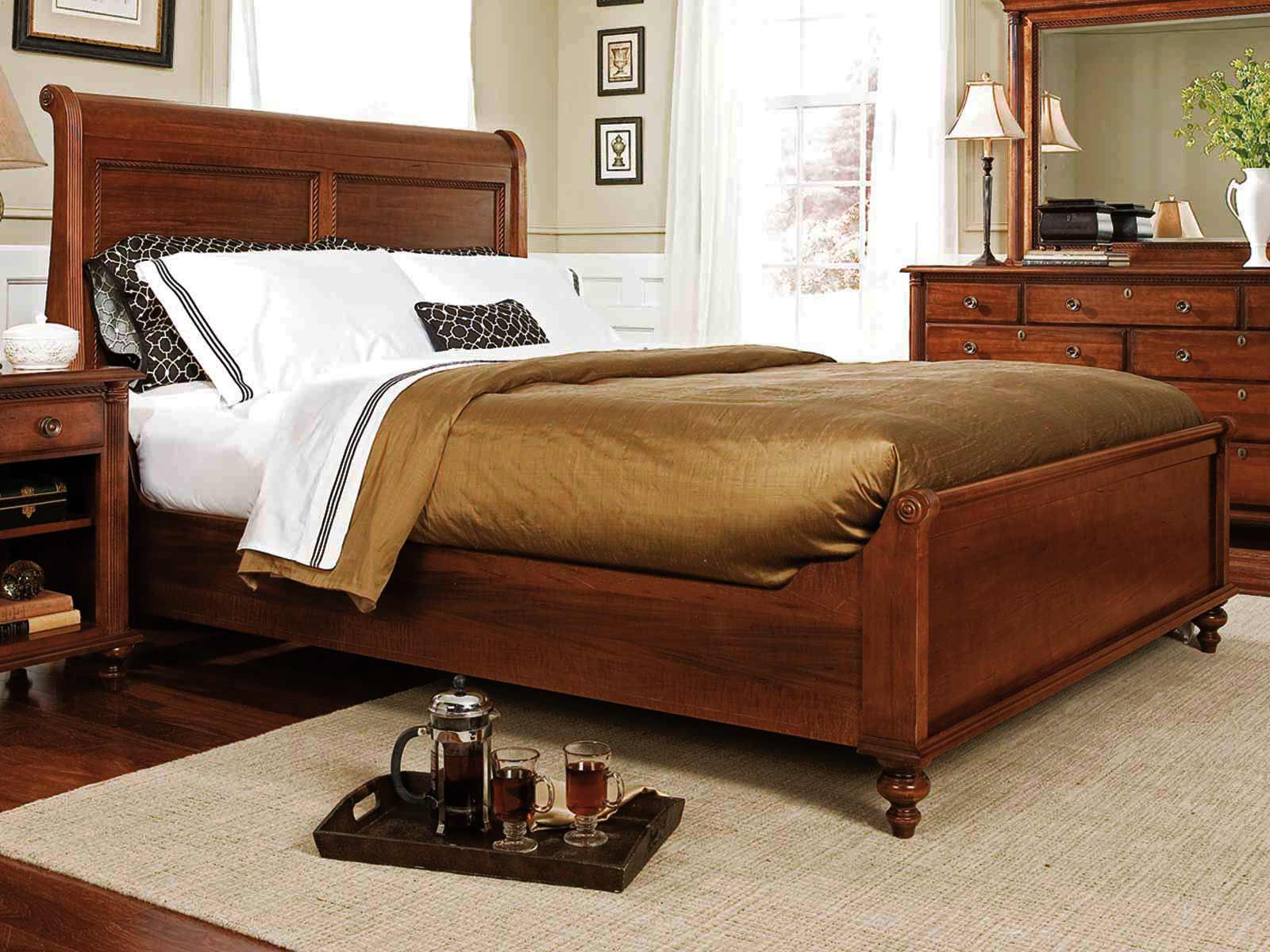 Durham Furniture Savile Row Cal King Sleigh Bed W Low Footboard In Victorian Mahogany 980 147bck Vicm