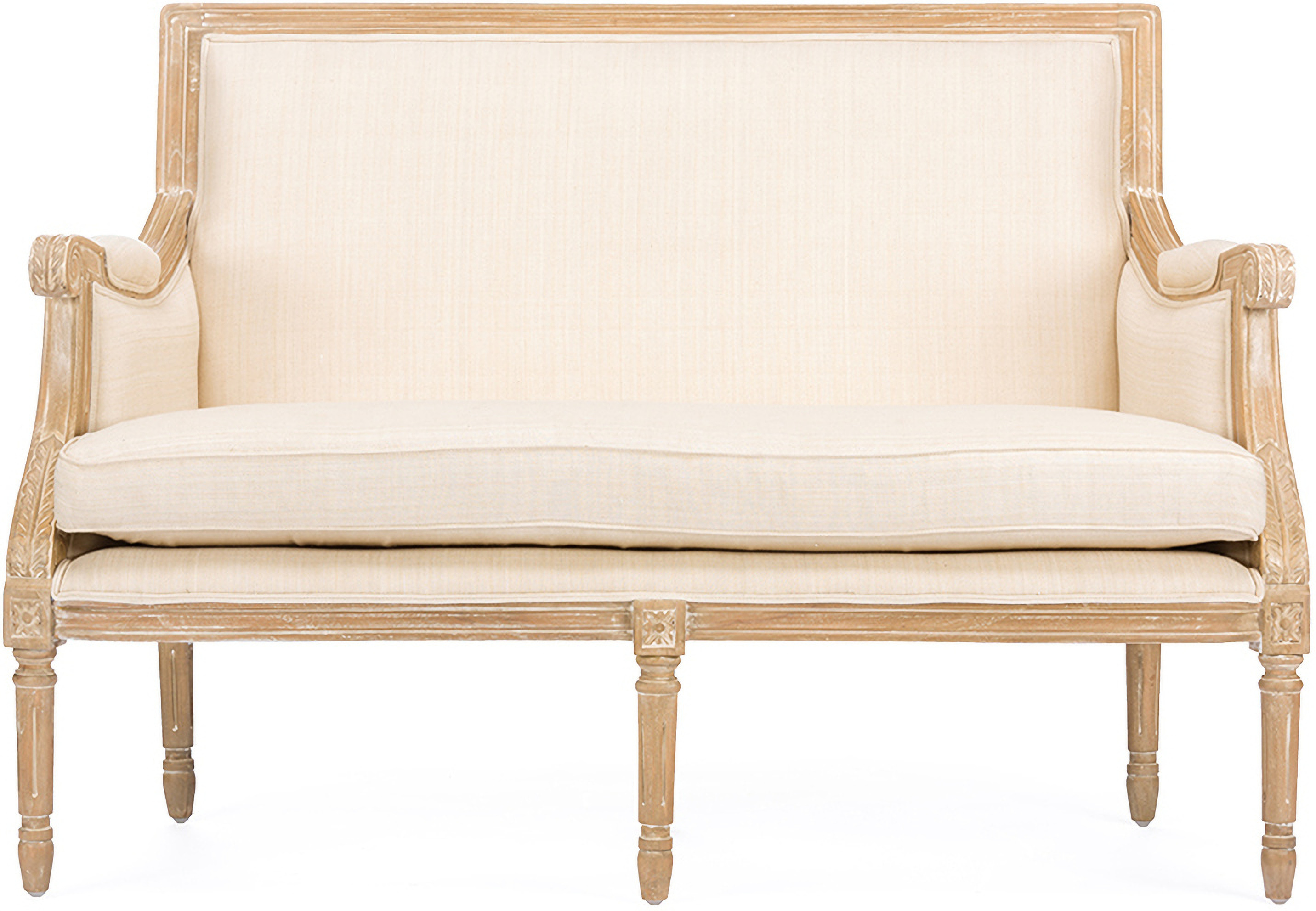 Baxton Studio Chavanon Wood and Light Beige Linen Traditional