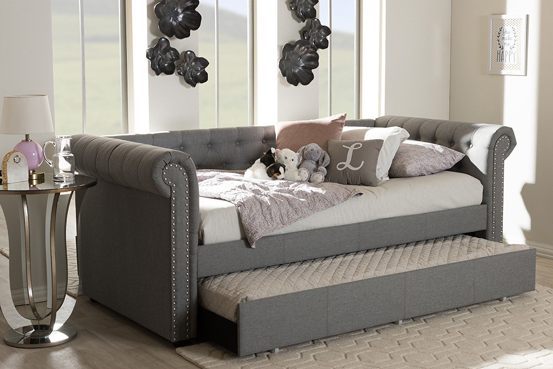 Baxton Studio Mabelle Modern And Contemporary Grey Fabric Trundle