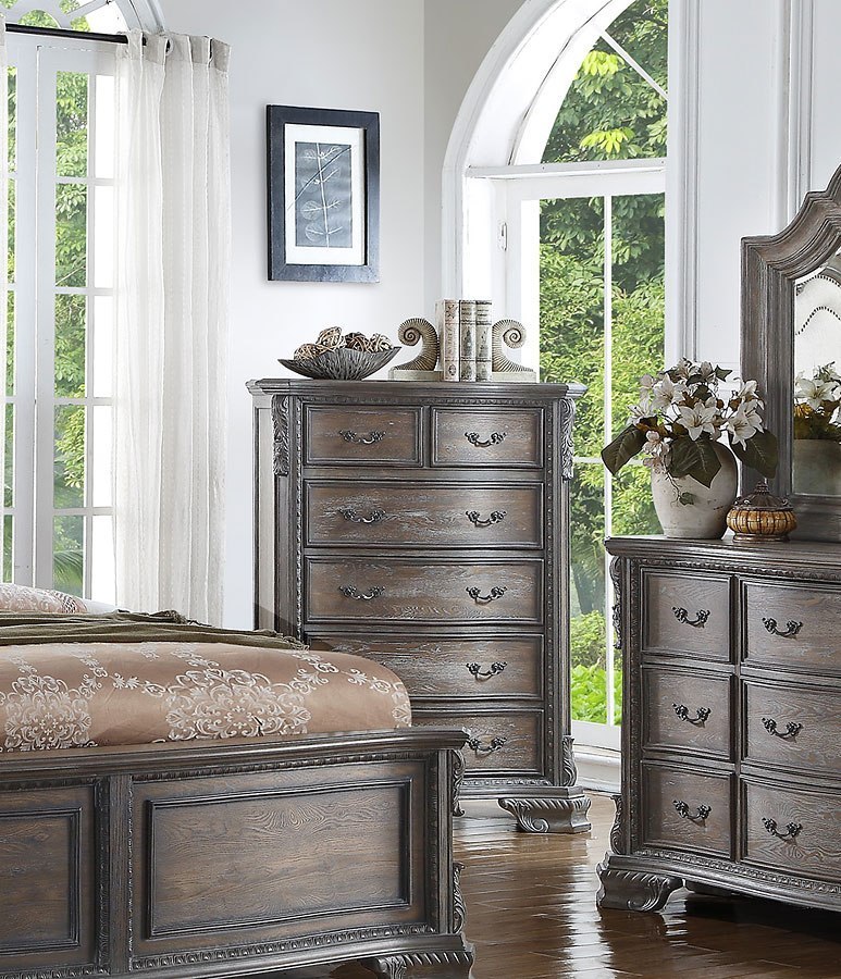 Crown Mark Stanley Cherry 4 Piece Queen Bedroom Set