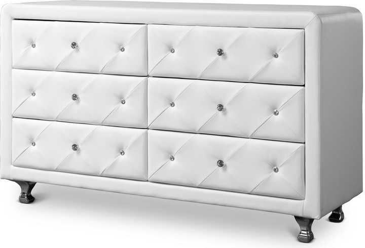 baxton studio luminescence black faux leather upholstered dresser Natalia Black Upholstered Bedroom Set with TV Lift – Luna Furniture main image 0