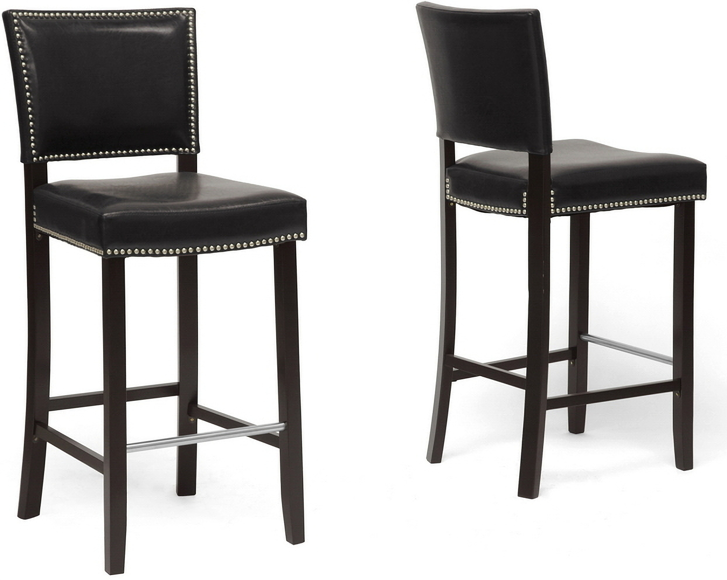 Baxton Studio Aries Dark Brown Modern Bar Stool With Nail Head Trim Set Of 2 1stopbedrooms