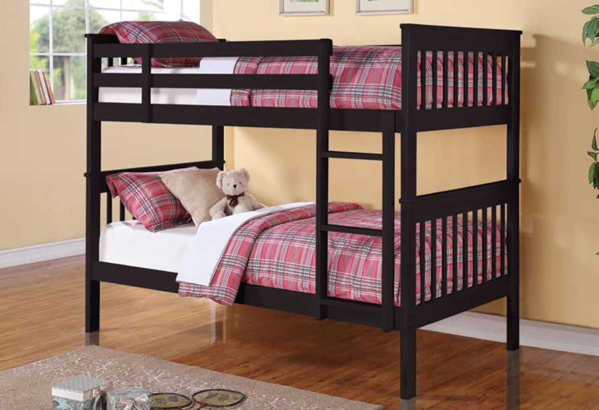 black wood bunk beds