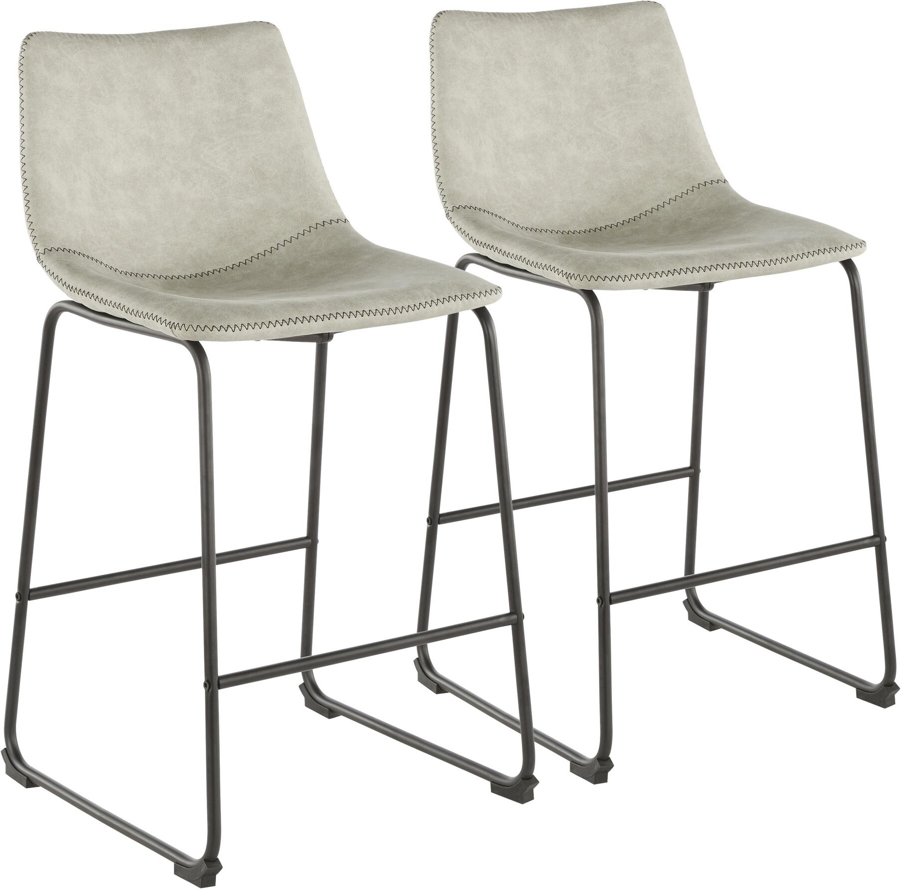 Duke 26" Counter Stool in Black with Light Grey Cowboy Fabric and Black