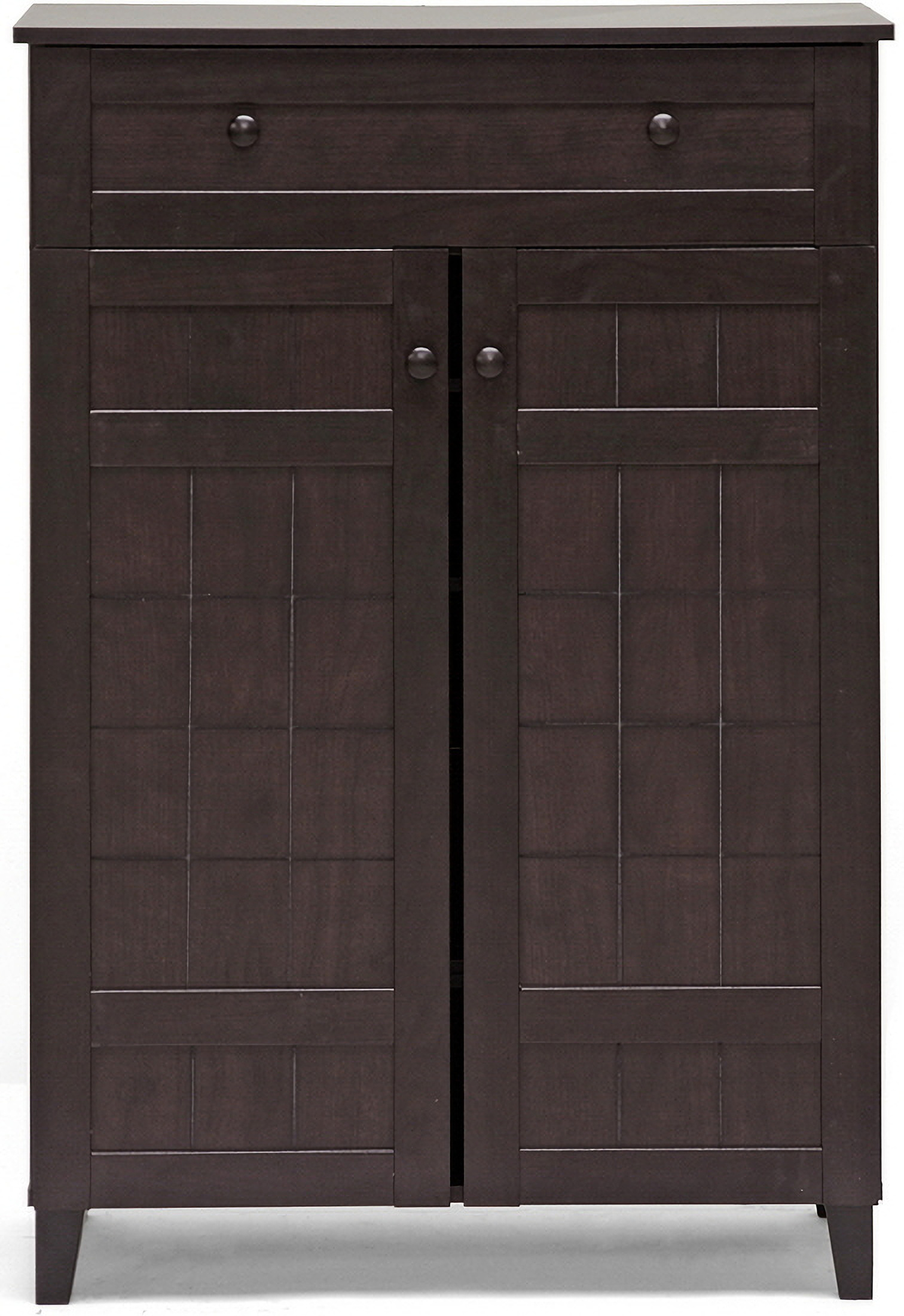 Baxton Studio Glidden Dark Brown Wood Modern Shoe Cabinet Tall