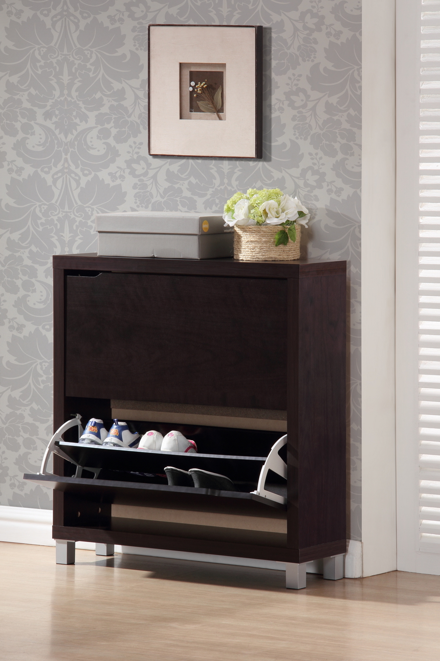 Dark Brown Modern Shoe Cabinet