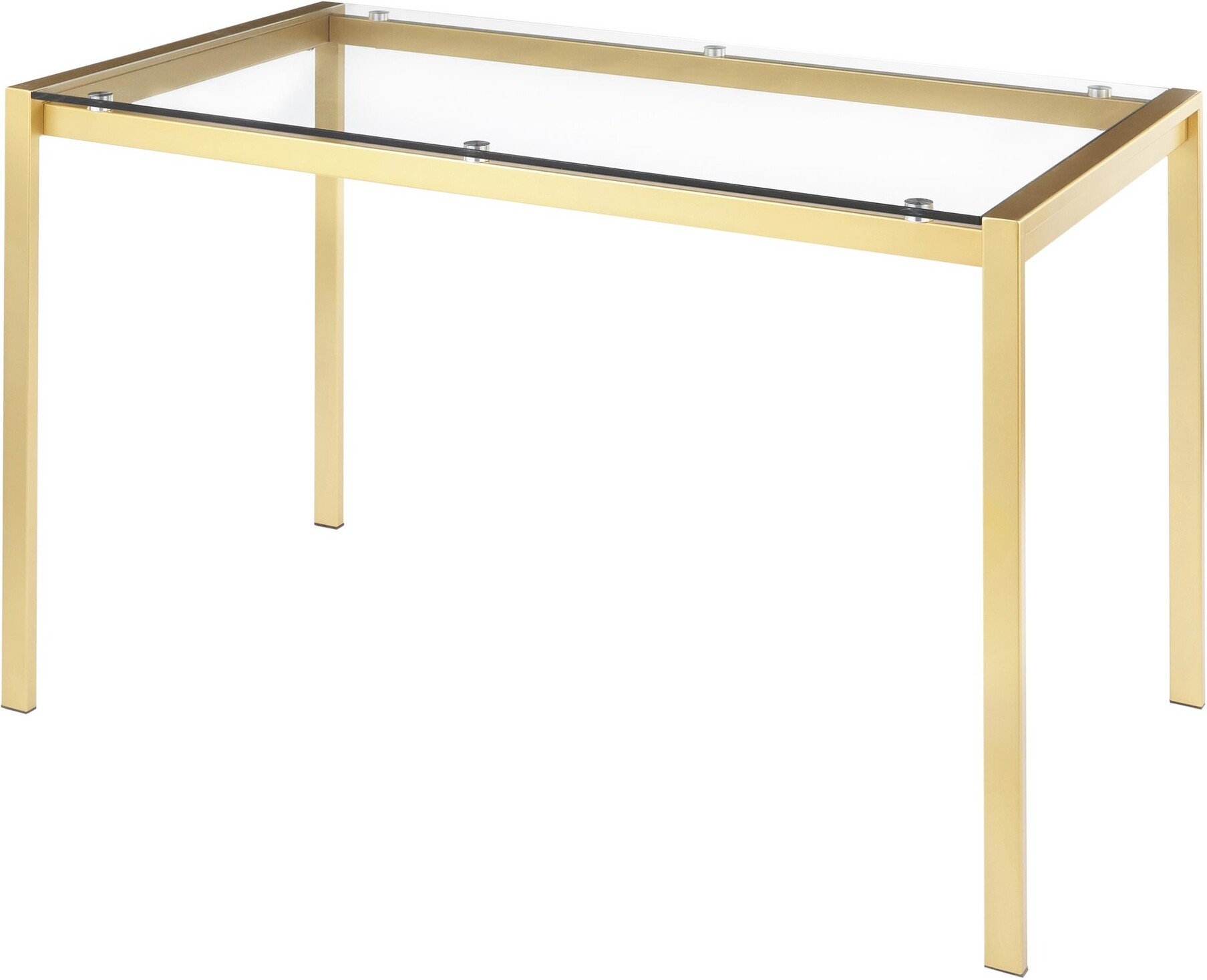 Fuji Dining Table In Gold Metal With Clear Glass Top 1stopbedrooms