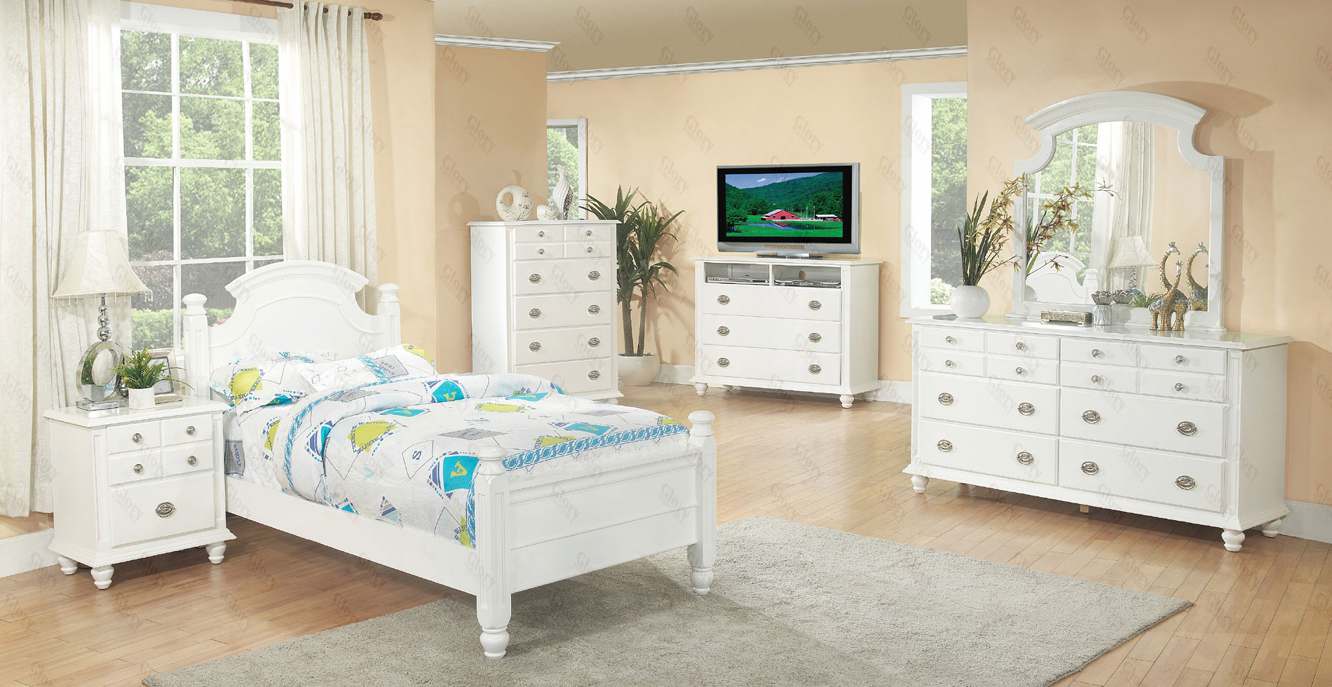 Glory Furniture G3190A 5-Piece Bedroom Set in White